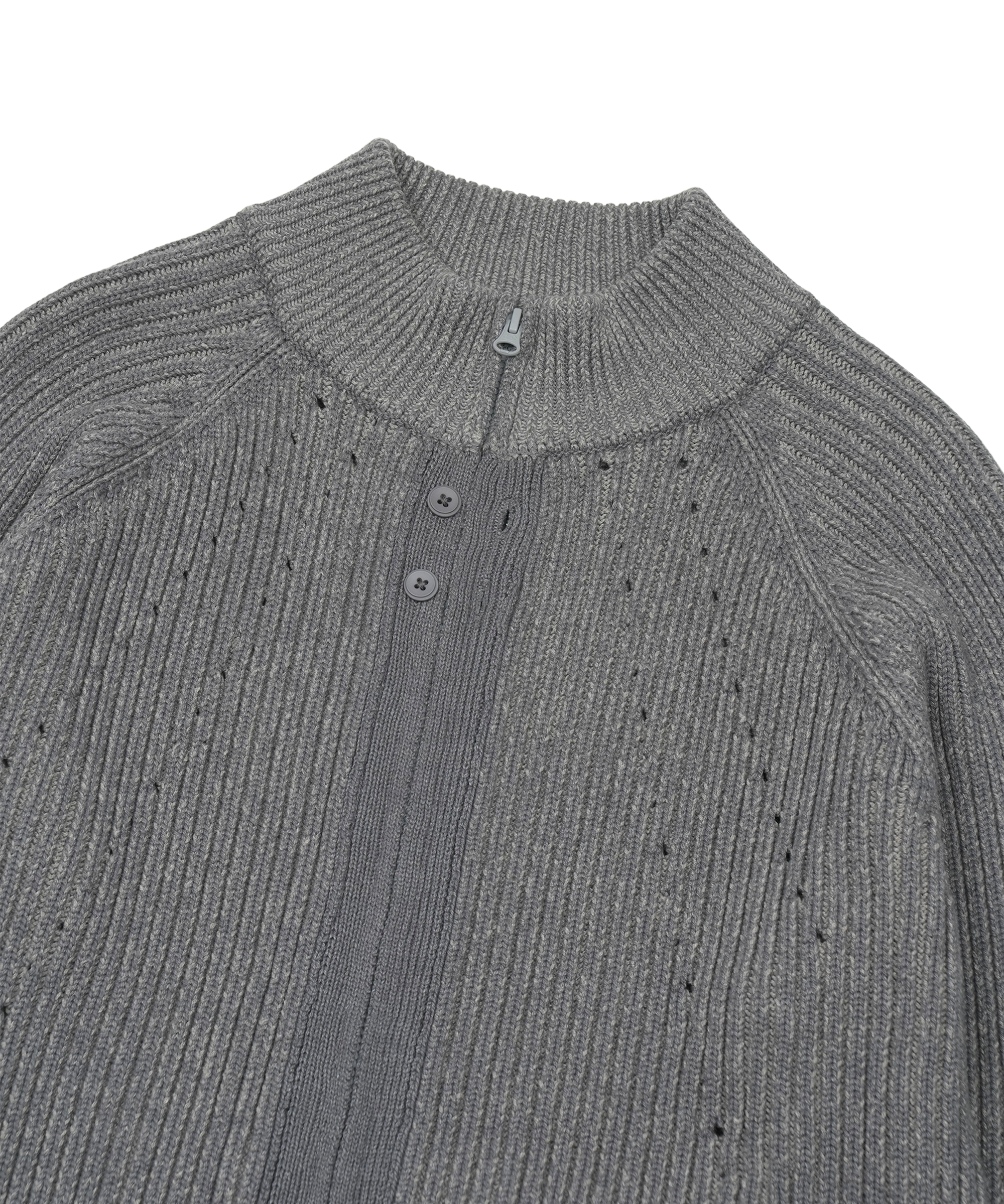 San San Gear - Button Zip-Up Knit (Blue Charcoal) product image 3 | TRAB K-Fashion Australia