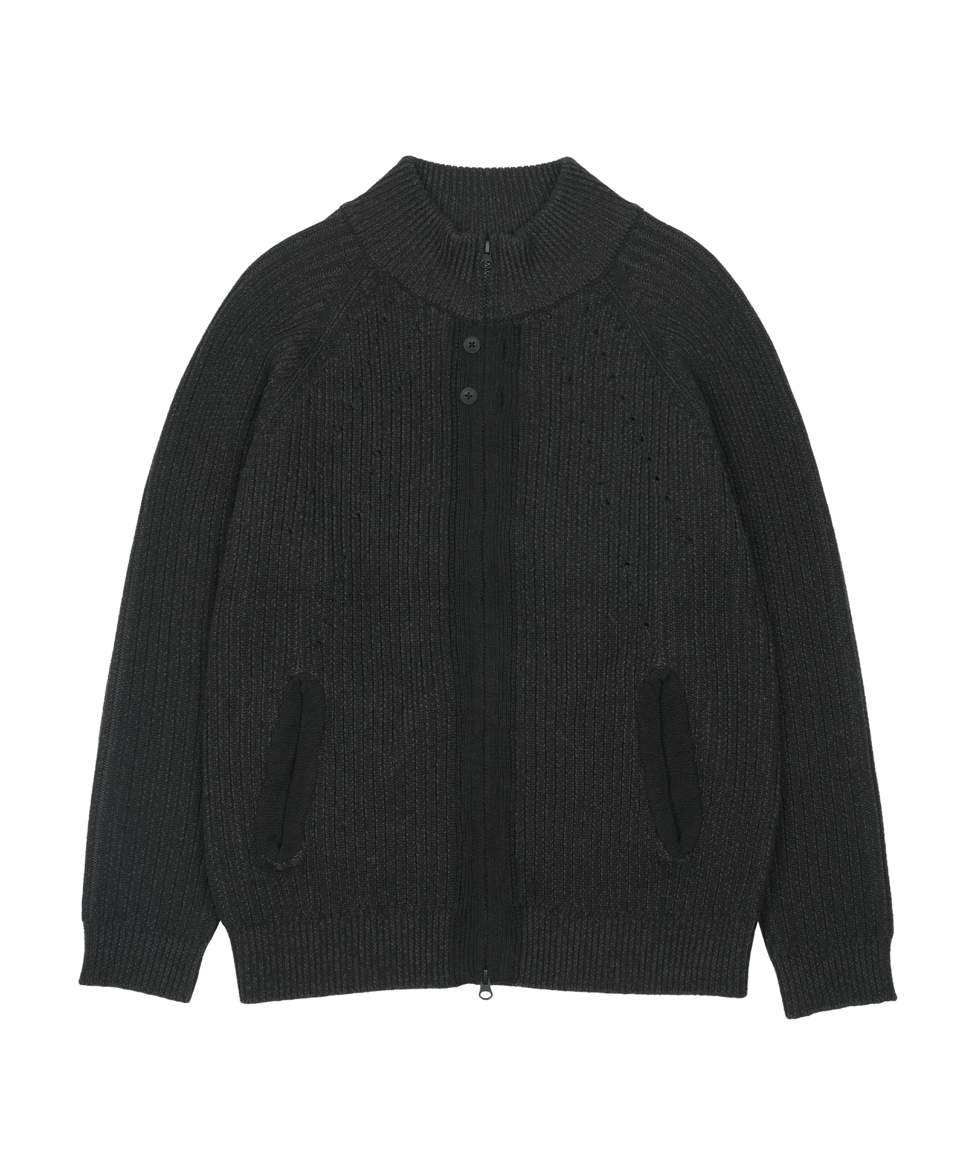 San San Gear - Button Zip-Up Knit (Black) product image 1 | TRAB K-Fashion Australia