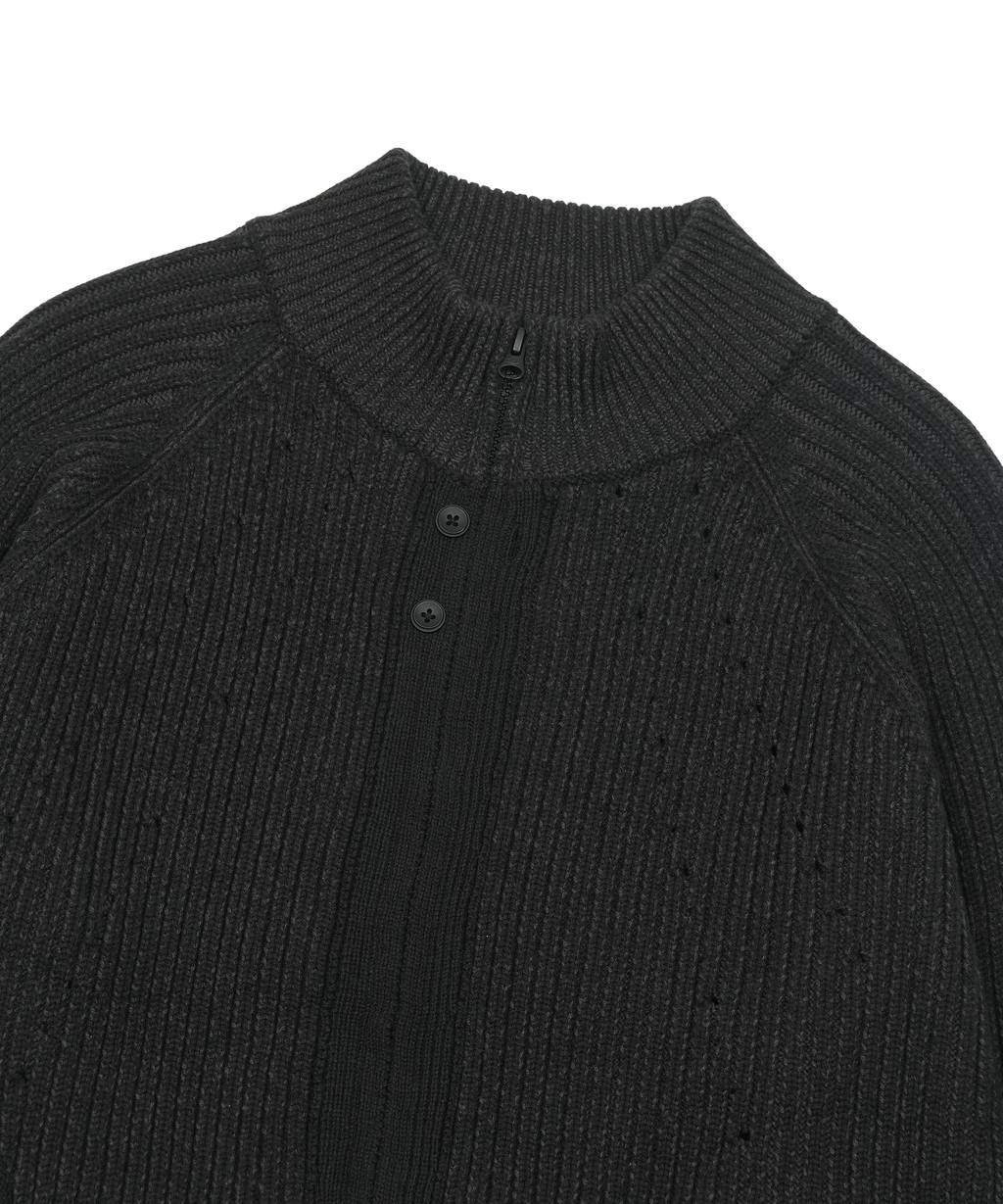 San San Gear - Button Zip-Up Knit (Black) product image 3 | TRAB K-Fashion Australia