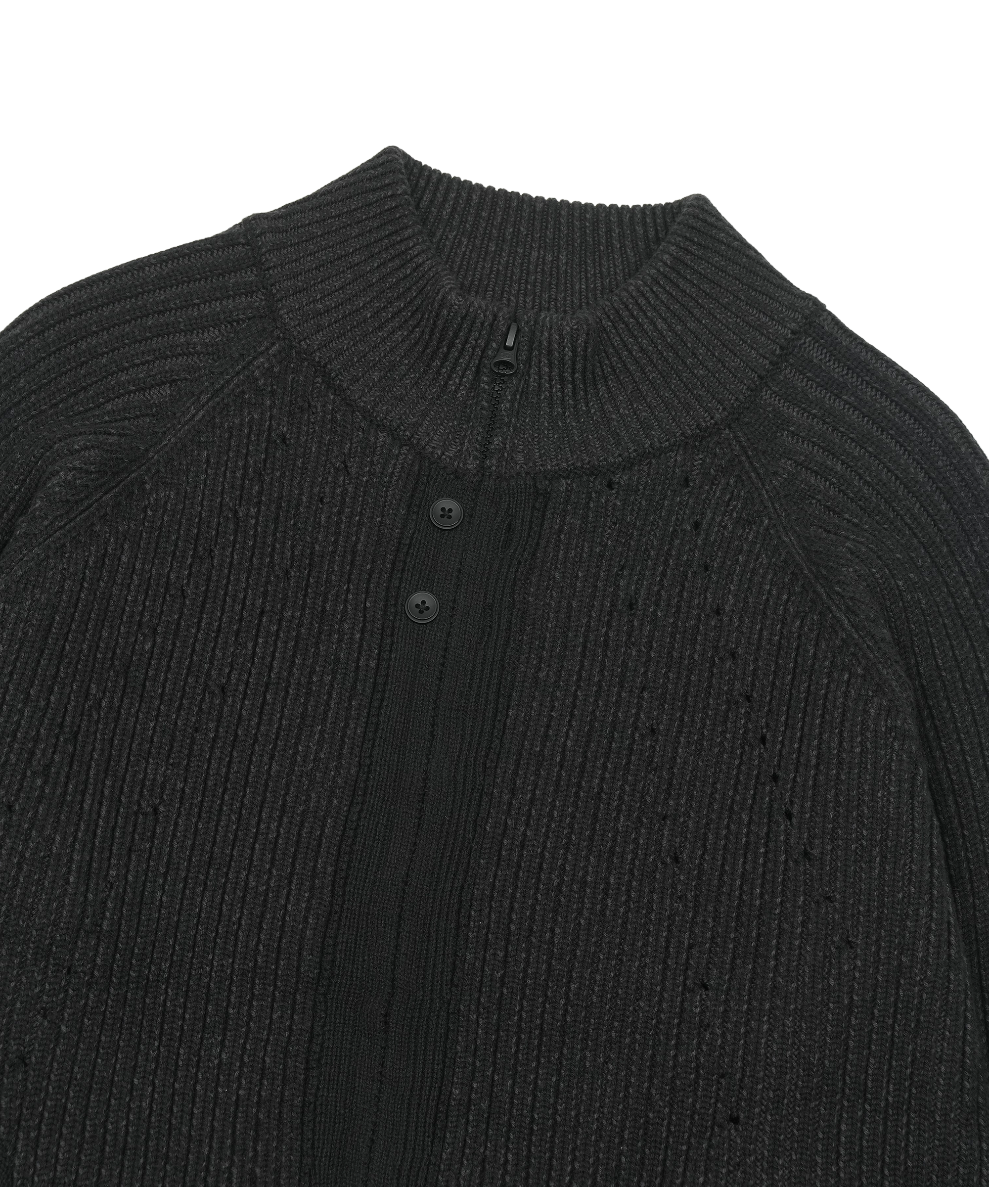 San San Gear - Button Zip-Up Knit (Black) product image 3 | TRAB K-Fashion Australia