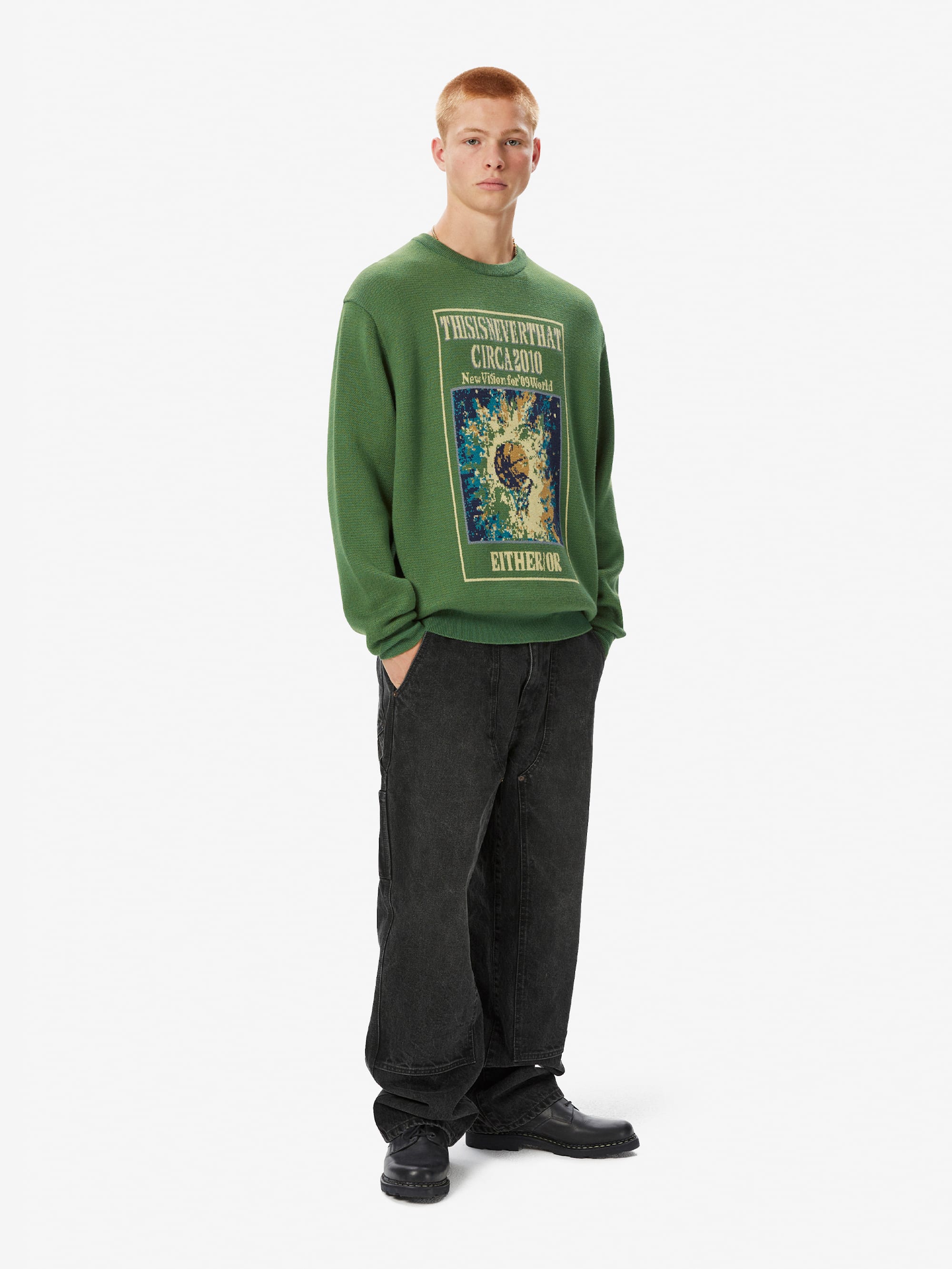 thisisneverthat - Basketball Hoop Knit Sweater (Green) product image 5 | TRAB K-Fashion Australia