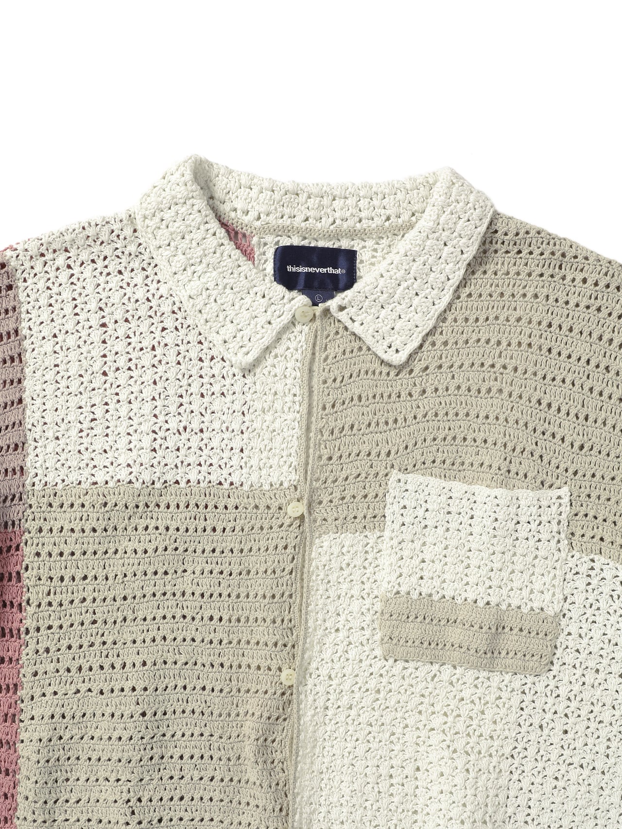 thisisneverthat - Block Crochet Knit S/S Shirt (Ivory) product image 2 | TRAB K-Fashion Australia