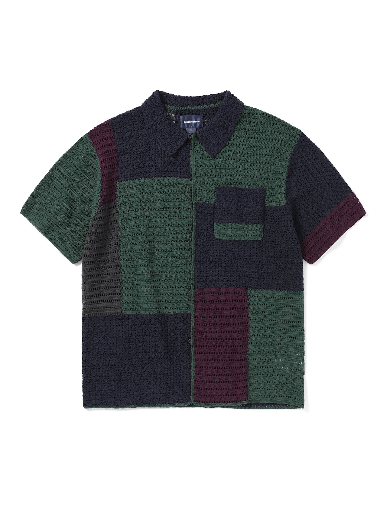 thisisneverthat - Block Crochet Knit S/S Shirt (Navy) product image 1 | TRAB K-Fashion Australia