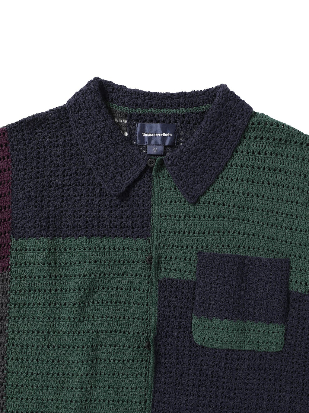 thisisneverthat - Block Crochet Knit S/S Shirt (Navy) product image 2 | TRAB K-Fashion Australia