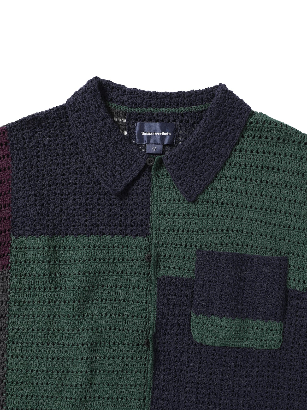 thisisneverthat - Block Crochet Knit S/S Shirt (Navy) product image 2 | TRAB K-Fashion Australia