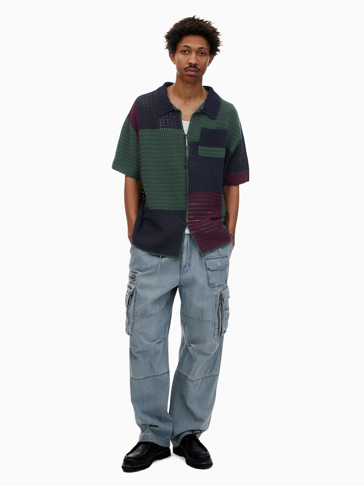 thisisneverthat - Block Crochet Knit S/S Shirt (Navy) product image 5 | TRAB K-Fashion Australia