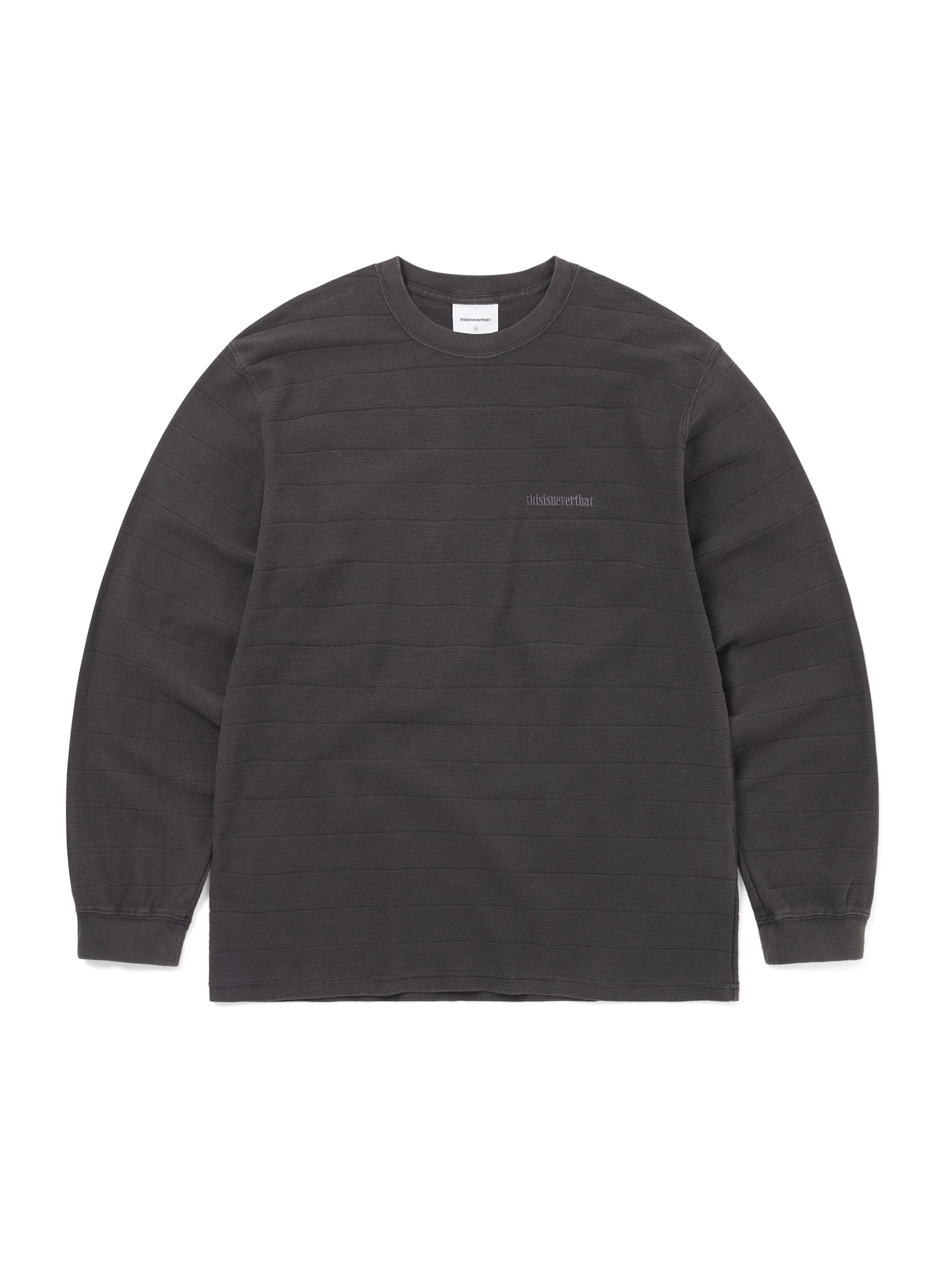 thisisneverthat - Border Jacquard L/S Tee (Off Black) product image 1 | TRAB K-Fashion Australia