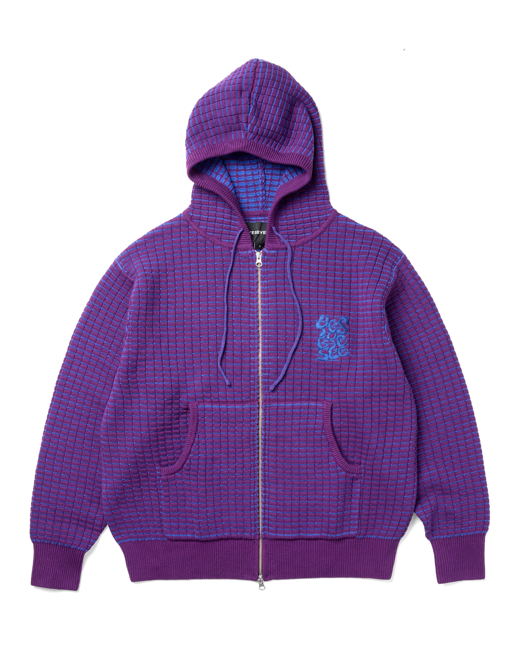 yeseyesee - Brick Pattern Knit Zip Hoodie (Purple) product image 1 | TRAB K-Fashion Australia