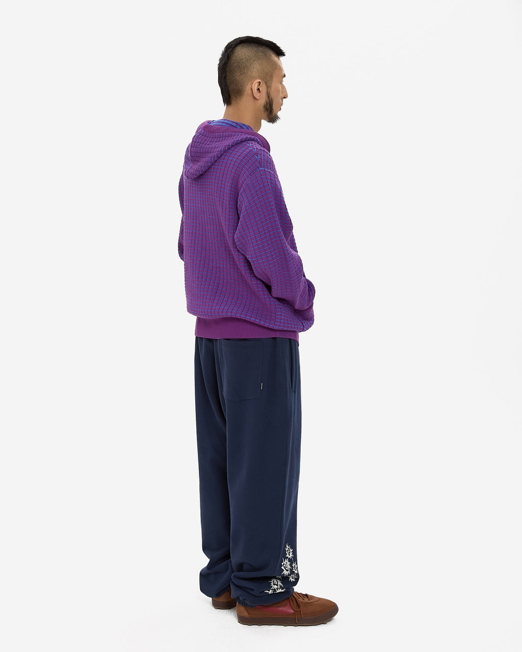 yeseyesee - Brick Pattern Knit Zip Hoodie (Purple) product image 9 | TRAB K-Fashion Australia