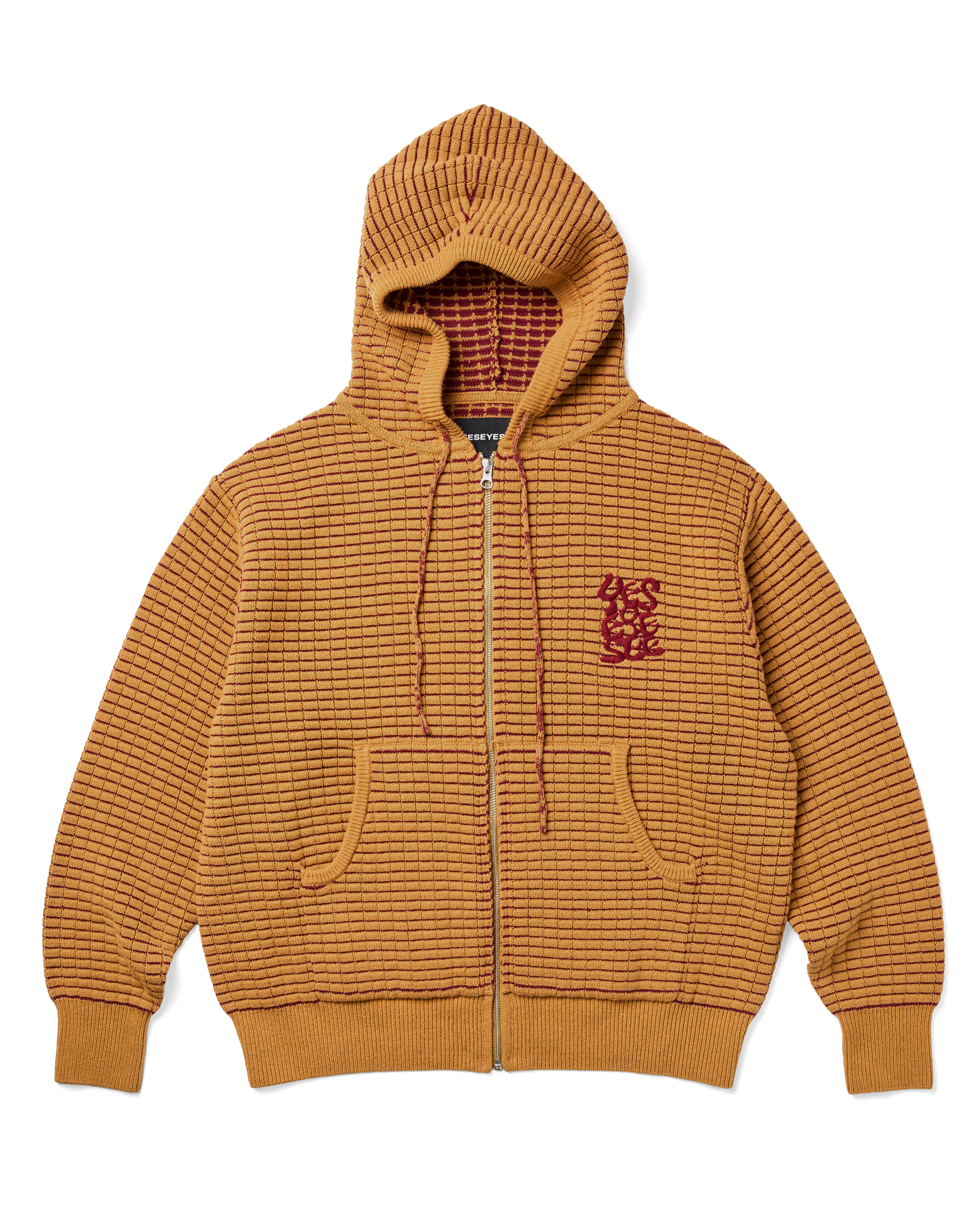 yeseyesee - Brick Pattern Knit Zip Hoodie (Yellow) product image 1 | TRAB K-Fashion Australia