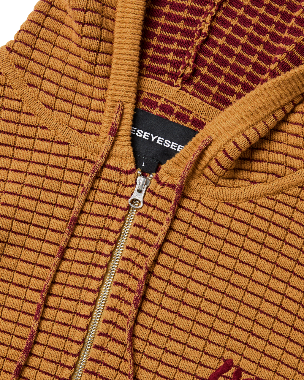 yeseyesee - Brick Pattern Knit Zip Hoodie (Yellow) product image 3 | TRAB K-Fashion Australia