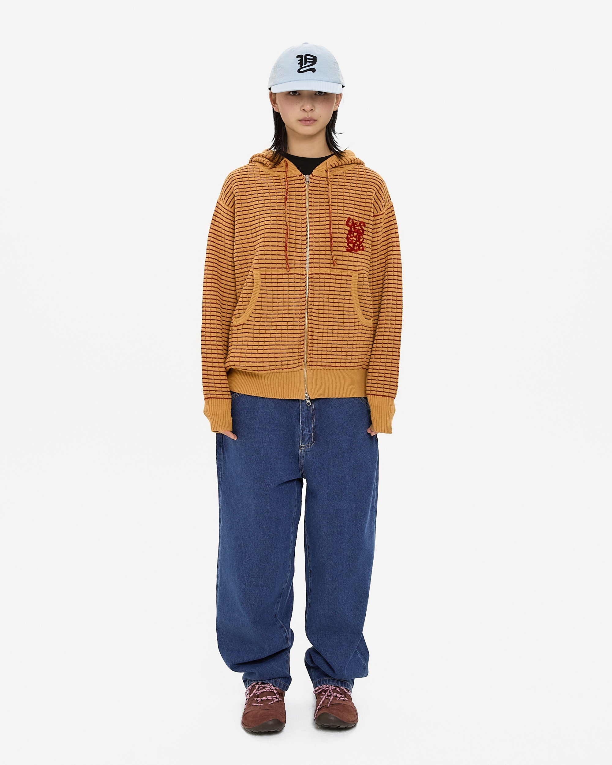 yeseyesee - Brick Pattern Knit Zip Hoodie (Yellow) product image 6 | TRAB K-Fashion Australia