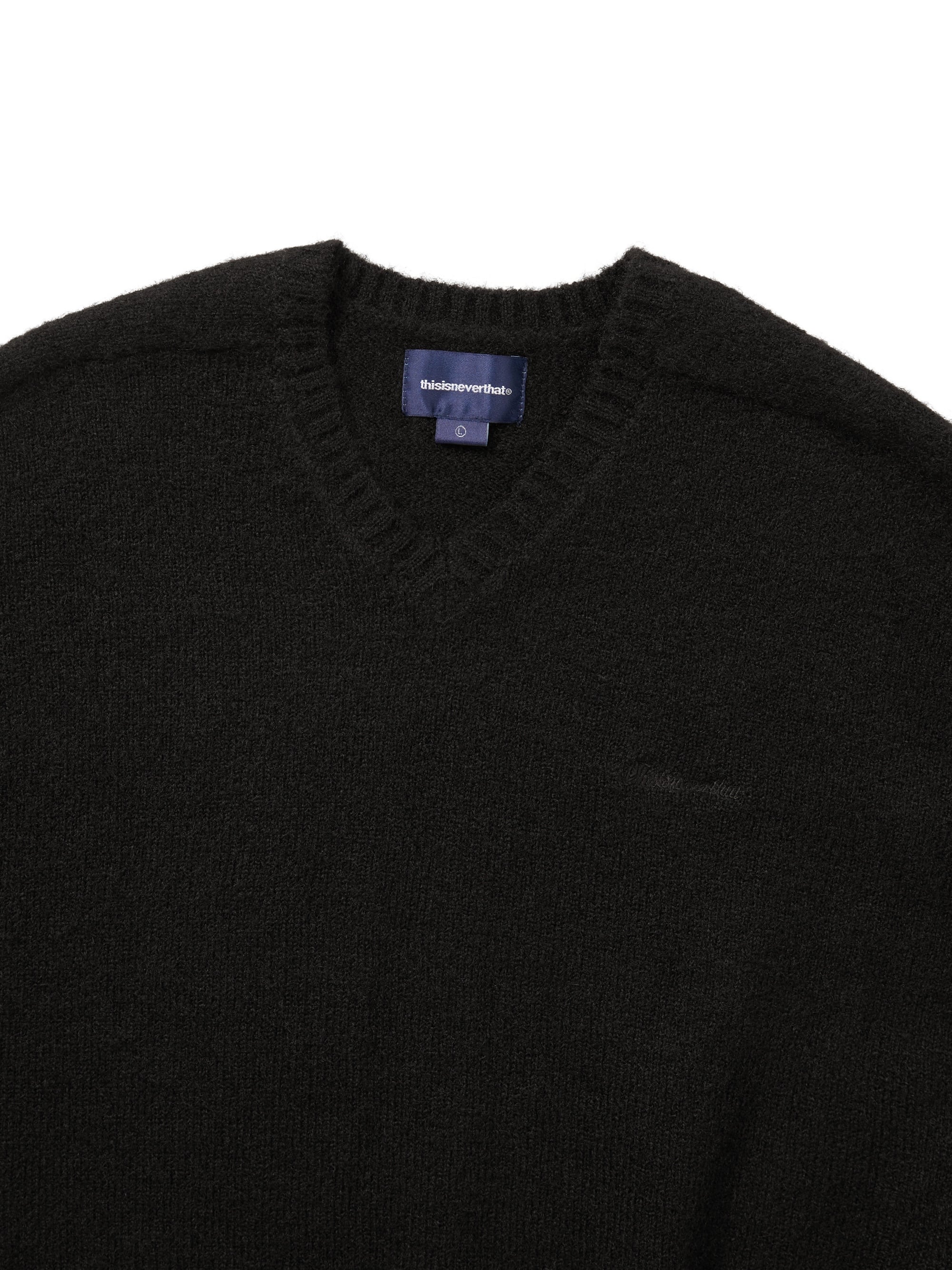 thisisneverthat - Brushed V Neck Knit Sweater (Black) product image 2 | TRAB K-Fashion Australia