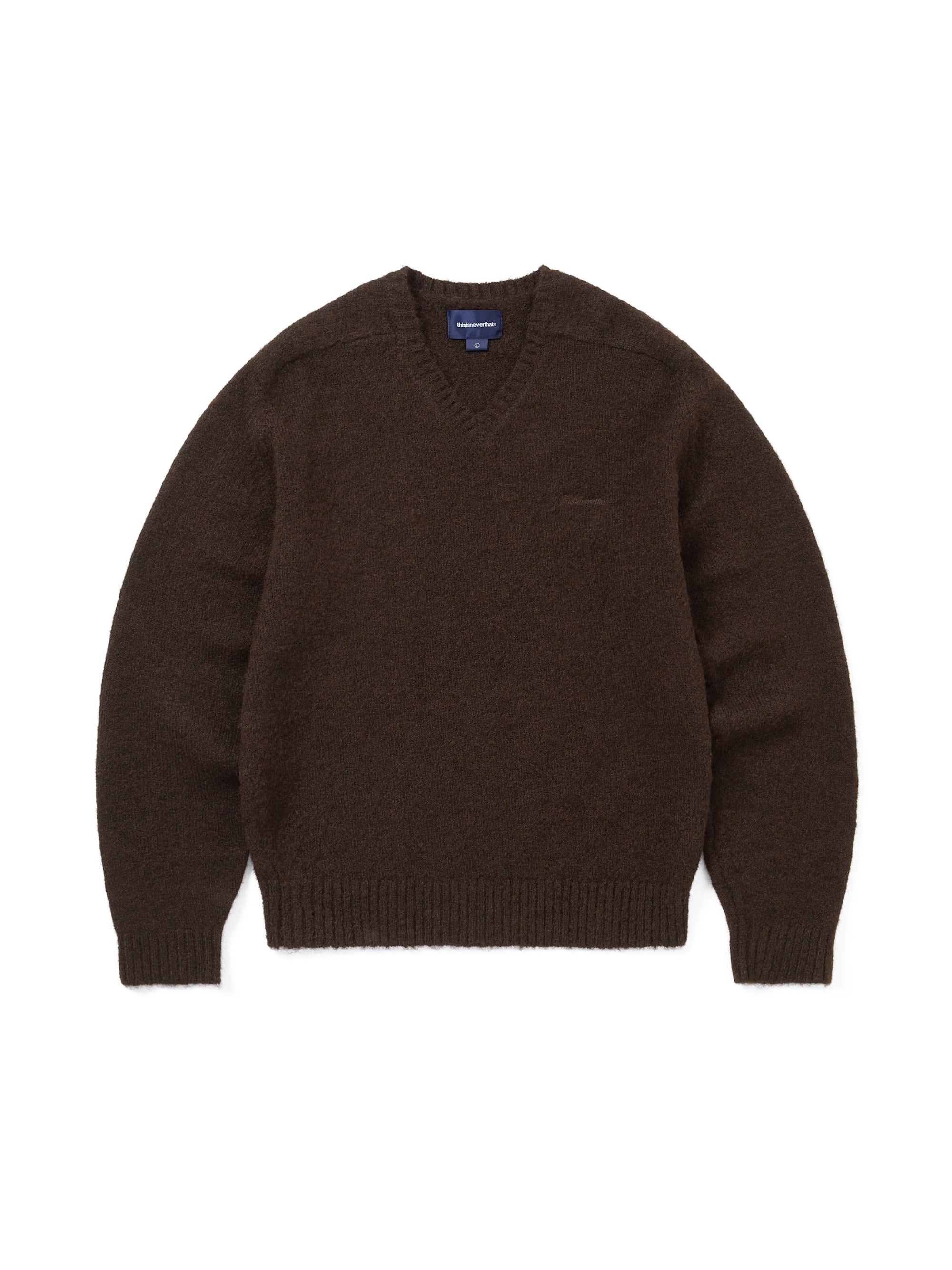thisisneverthat - Brushed V Neck Knit Sweater (Brown) product image 1 | TRAB K-Fashion Australia