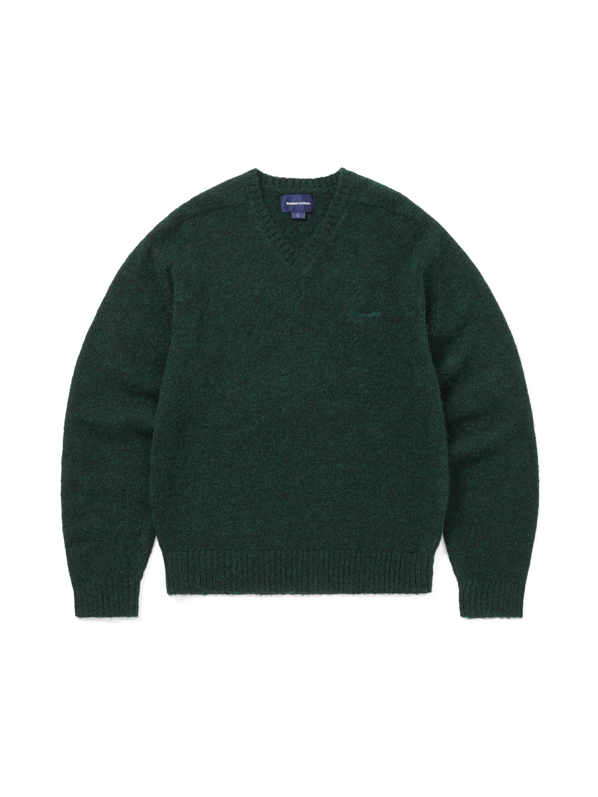thisisneverthat - Brushed V Neck Knit Sweater (Green) product image 1 | TRAB K-Fashion Australia