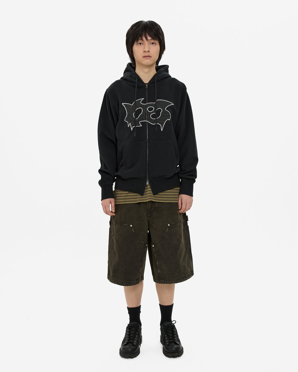 yeseyesee - Bullet Holes Zip-Up Hoodie (Black) product image 8 | TRAB K-Fashion Australia