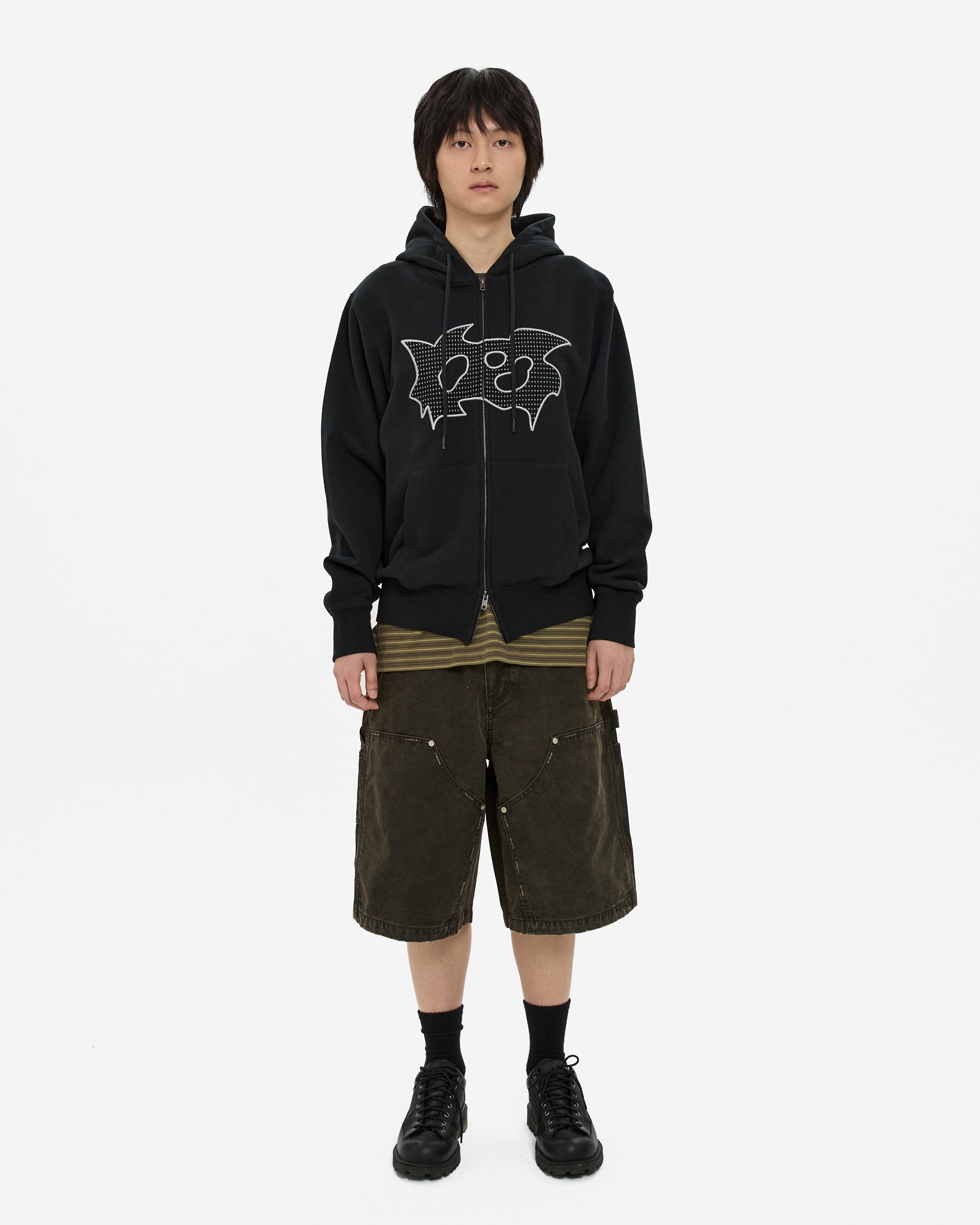 yeseyesee - Bullet Holes Zip-Up Hoodie (Black) product image 8 | TRAB K-Fashion Australia