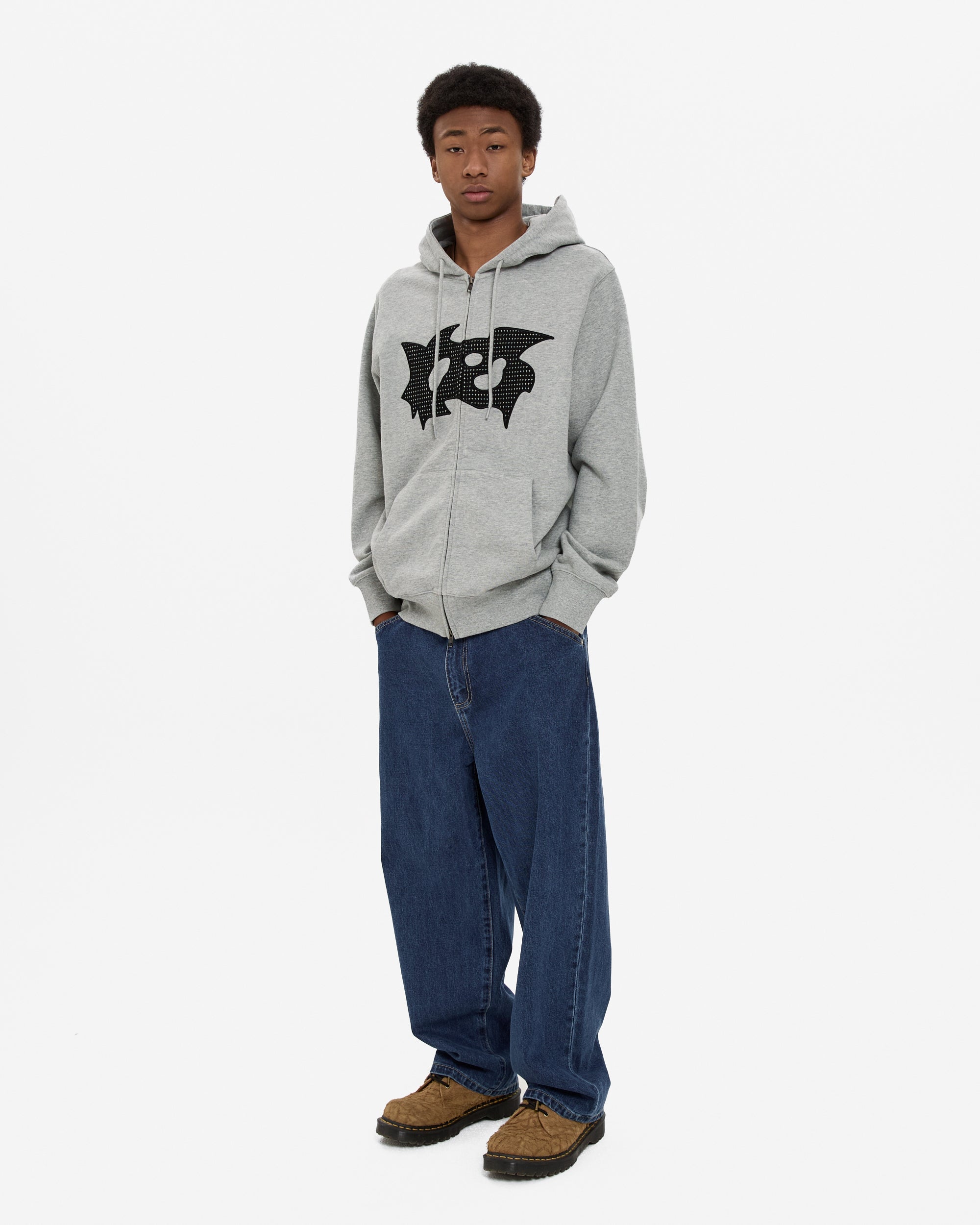 yeseyesee - Bullet Holes Zip-Up Hoodie (Grey) product image 9 | TRAB K-Fashion Australia