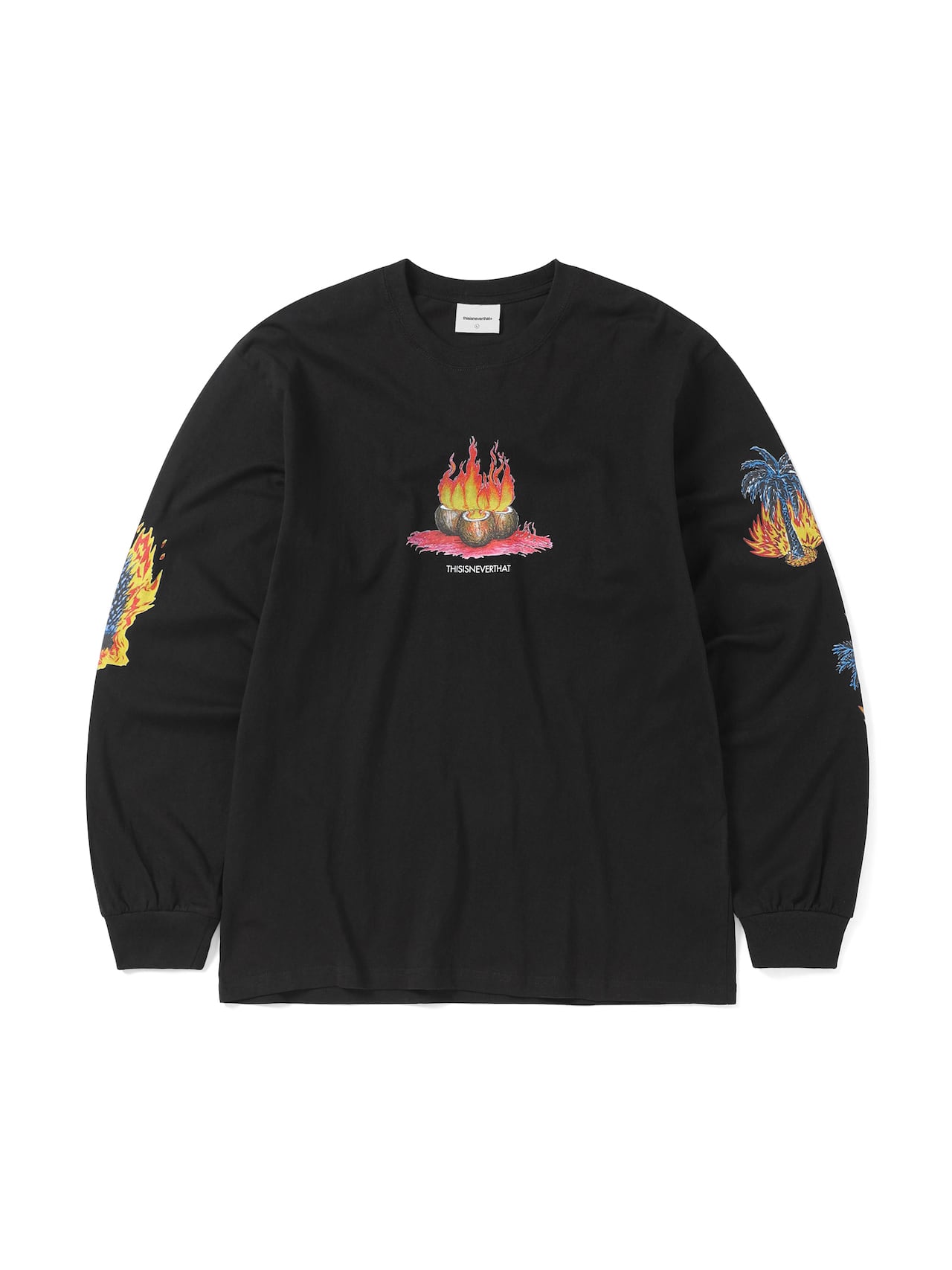 thisisneverthat - Burning Palm Tree L/S Tee (Off Black) product image 1 | TRAB K-Fashion Australia