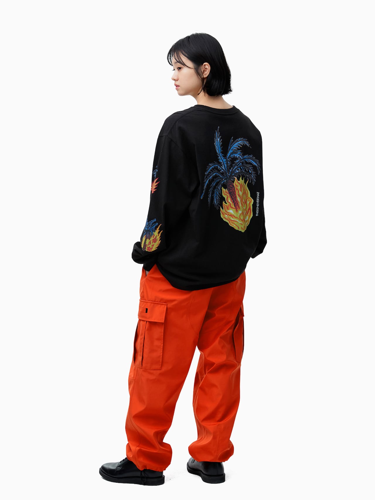 thisisneverthat - Burning Palm Tree L/S Tee (Off Black) product image 7 | TRAB K-Fashion Australia