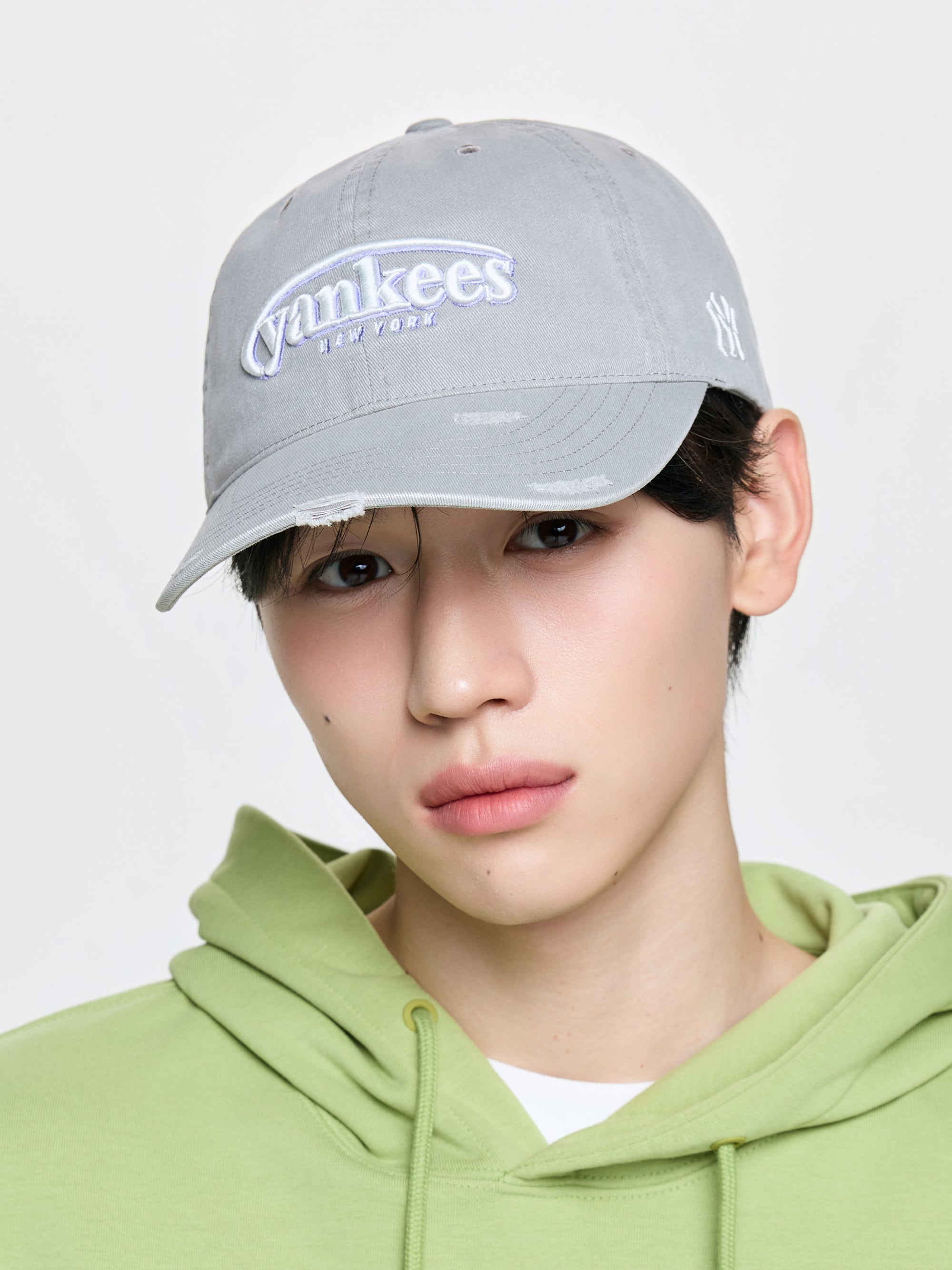 MLB Korea - MLB Vintage Damage Curve Logo Unstructured Ball Cap New York Yankees (Gray) product image 3 | TRAB K-Fashion Australia