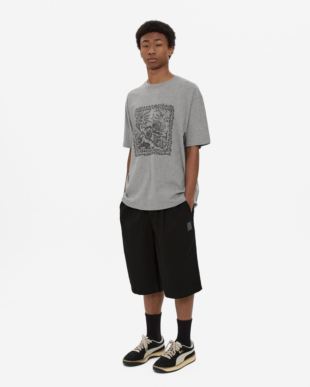 yeseyesee - C Logo Wide Shorts (Black) product image 7 | TRAB K-Fashion Australia
