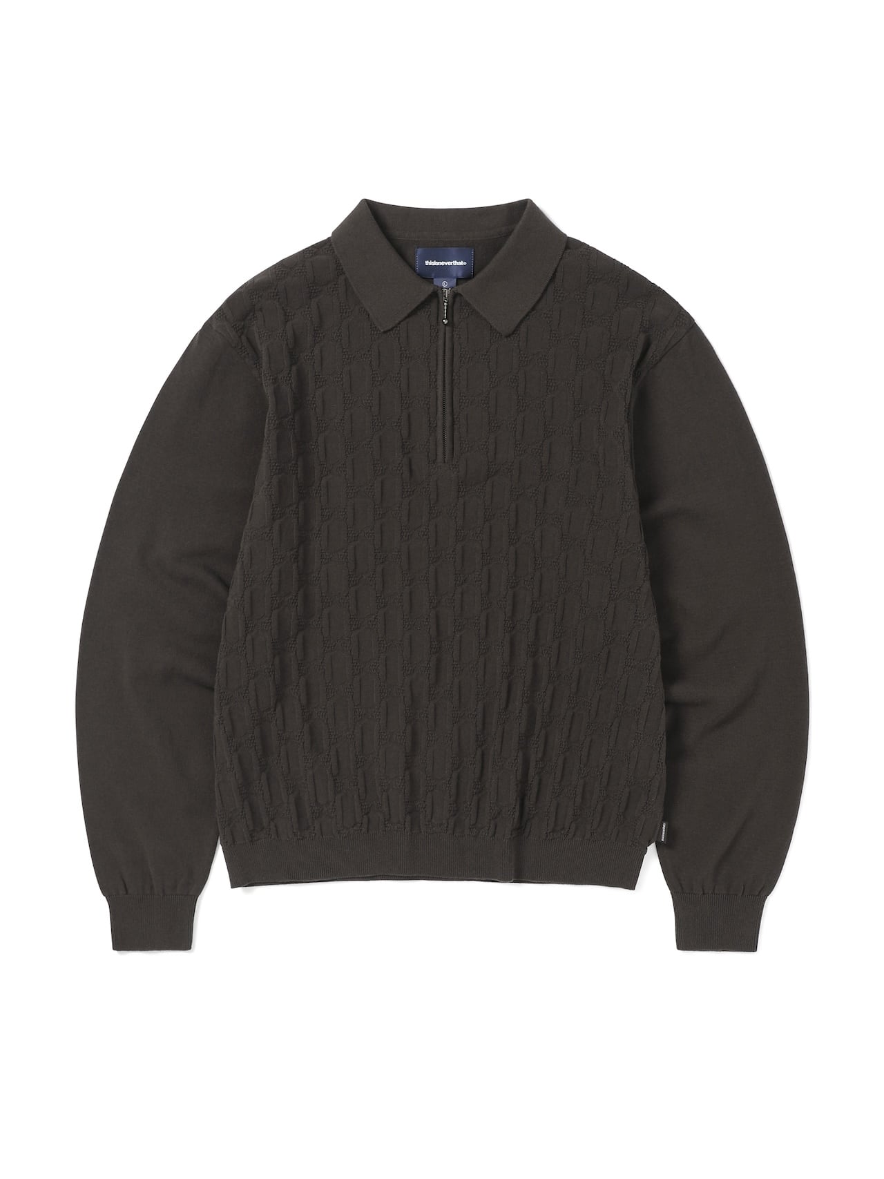 thisisneverthat - Cable Knit Zip Polo (Brown) product image 1 | TRAB K-Fashion Australia