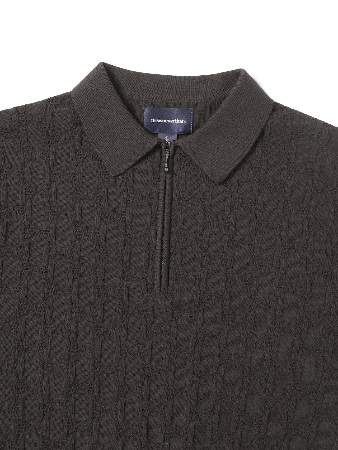 thisisneverthat - Cable Knit Zip Polo (Brown) product image 2 | TRAB K-Fashion Australia
