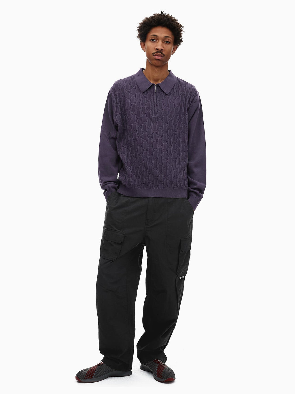 thisisneverthat - Cable Knit Zip Polo (Violet) product image 6 | TRAB K-Fashion Australia