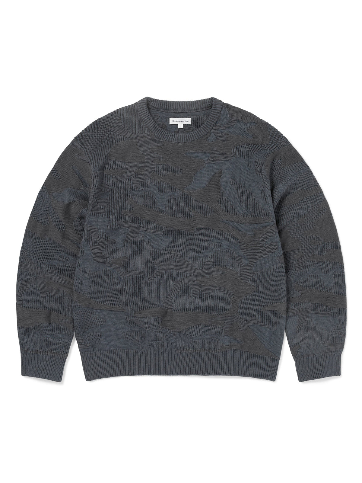 thisisneverthat - Camouflage Jacquard Knit Crew (Dark Navy) product image 1 | TRAB K-Fashion Australia