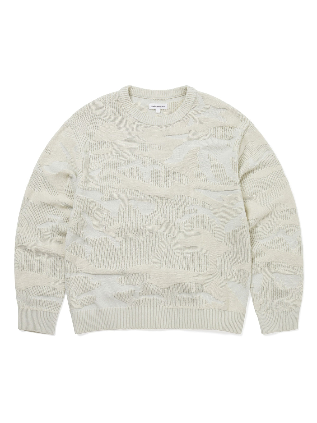 thisisneverthat - Camouflage Jacquard Knit Crew (Natural) product image 1 | TRAB K-Fashion Australia