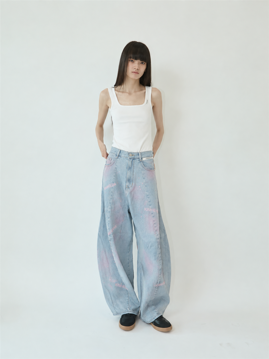 Kimhe Kim - Spray Dyed Balloon Fit Jeans (Sky Blue/Pink) product image 1 | TRAB K-Fashion Australia