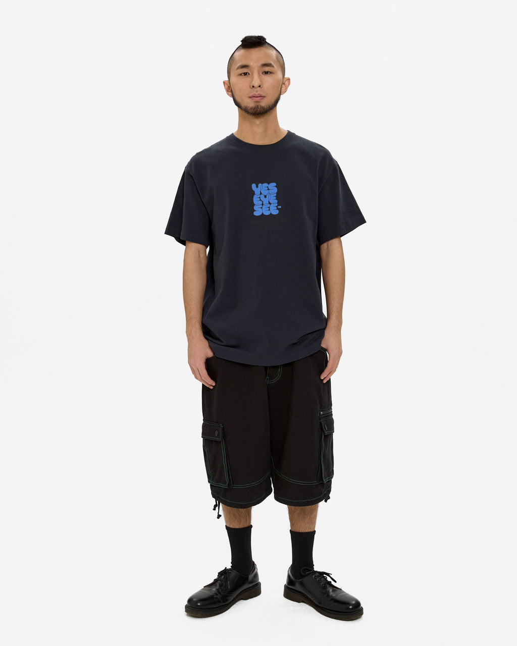 yeseyesee - Contrast Stitch Cargo Shorts (Black) product image 7 | TRAB K-Fashion Australia