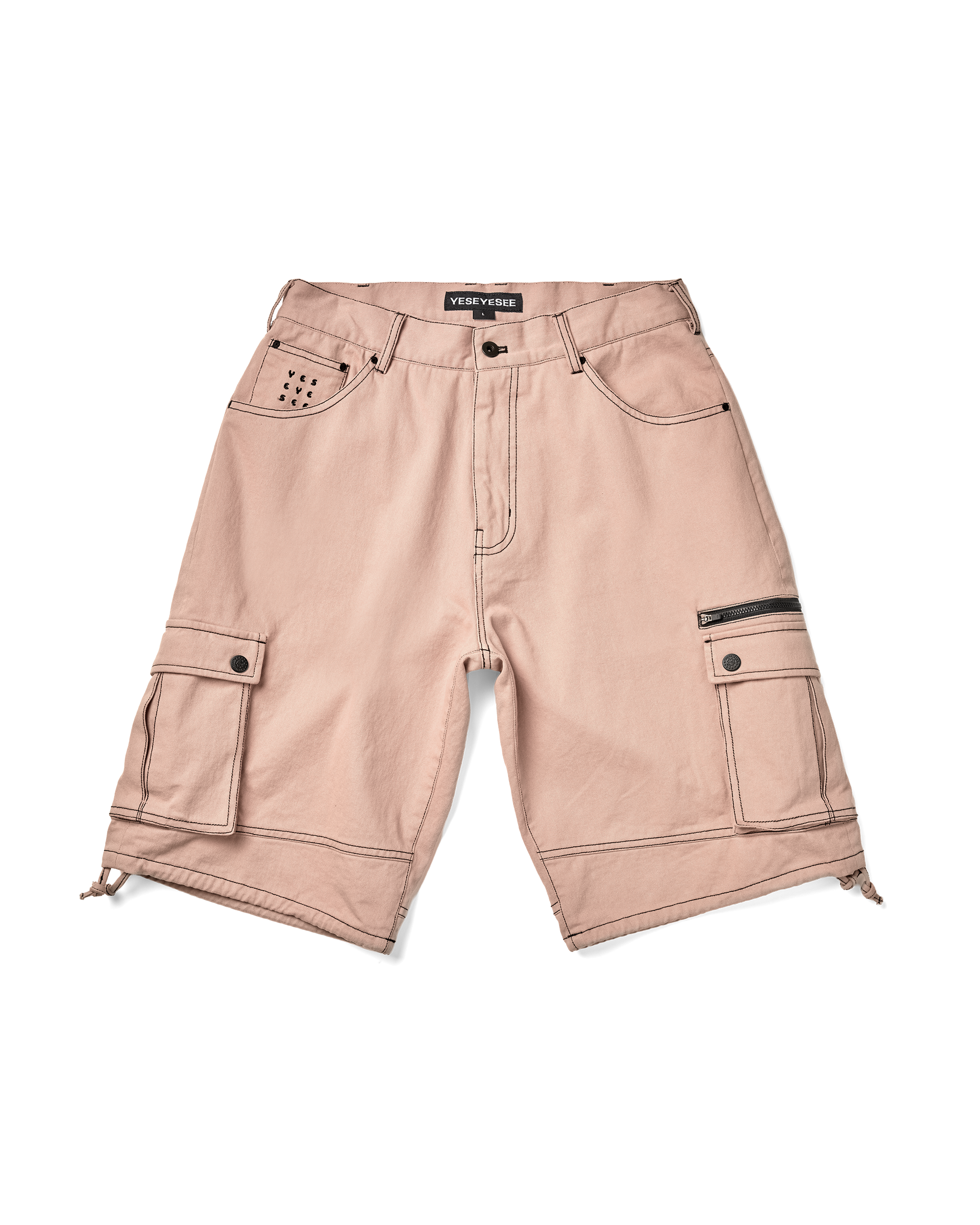 yeseyesee - Contrast Stitch Cargo Shorts (Coral) product image 1 | TRAB K-Fashion Australia
