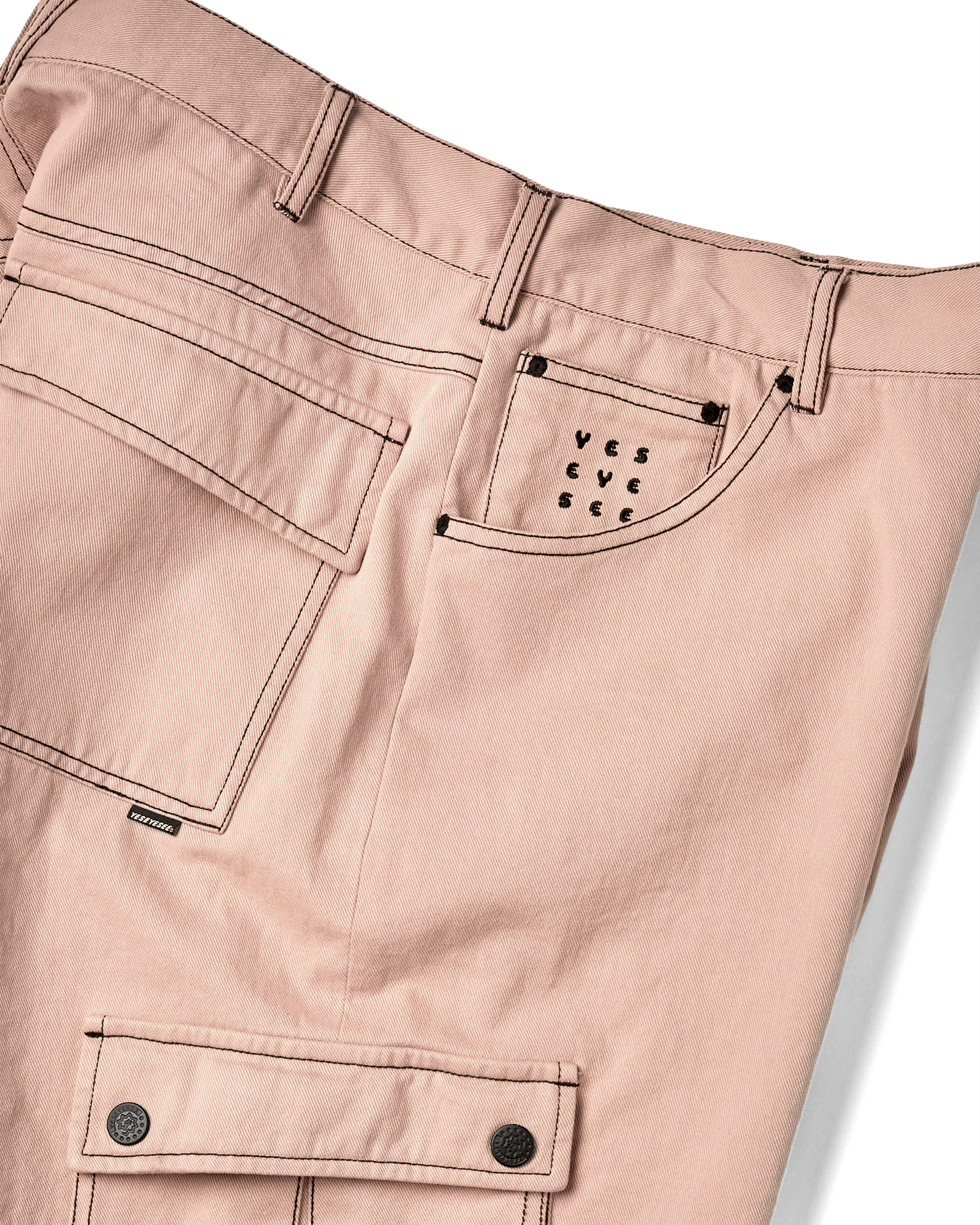 yeseyesee - Contrast Stitch Cargo Shorts (Coral) product image 3 | TRAB K-Fashion Australia