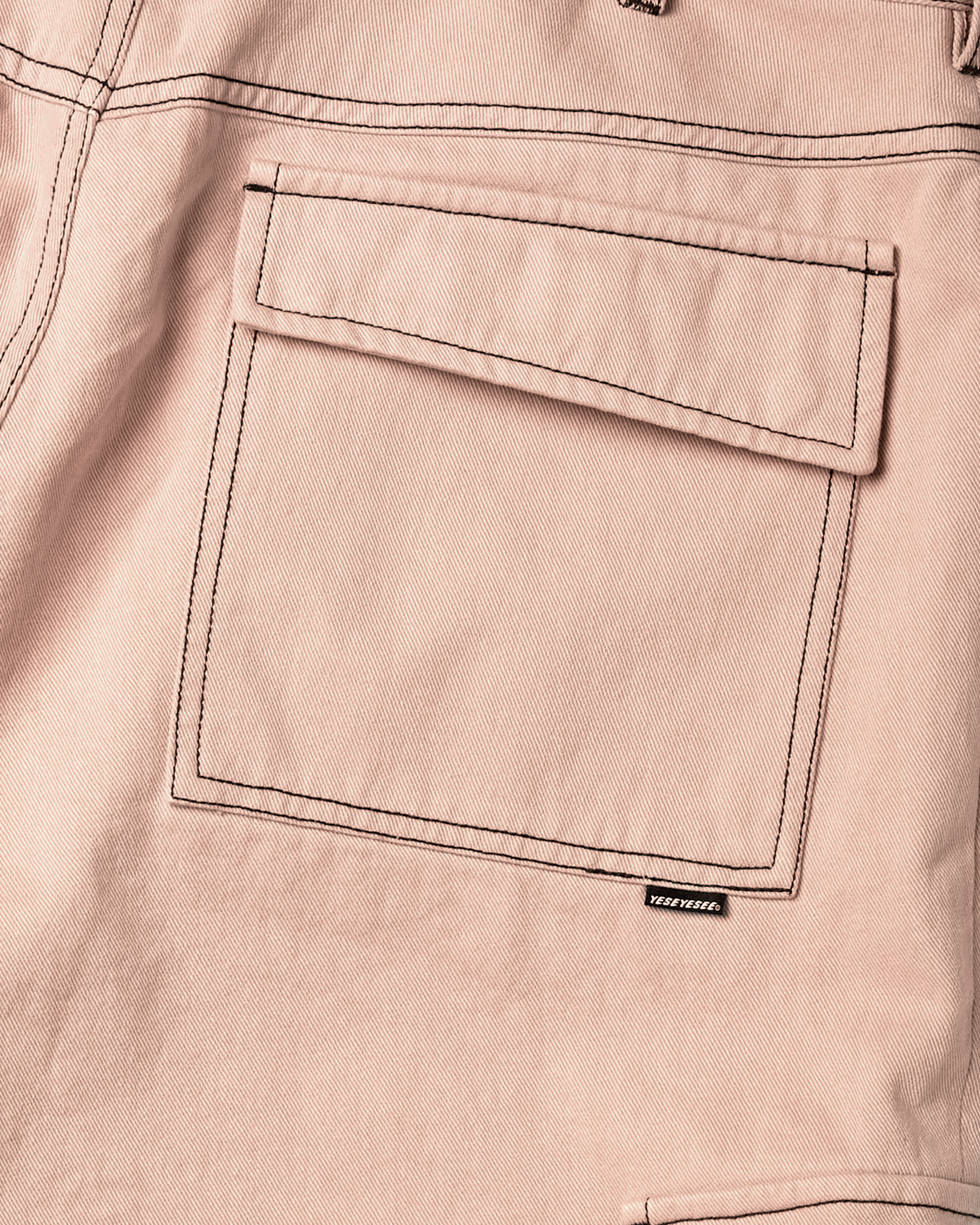 yeseyesee - Contrast Stitch Cargo Shorts (Coral) product image 4 | TRAB K-Fashion Australia