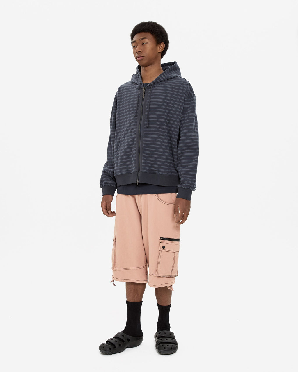 yeseyesee - Contrast Stitch Cargo Shorts (Coral) product image 8 | TRAB K-Fashion Australia