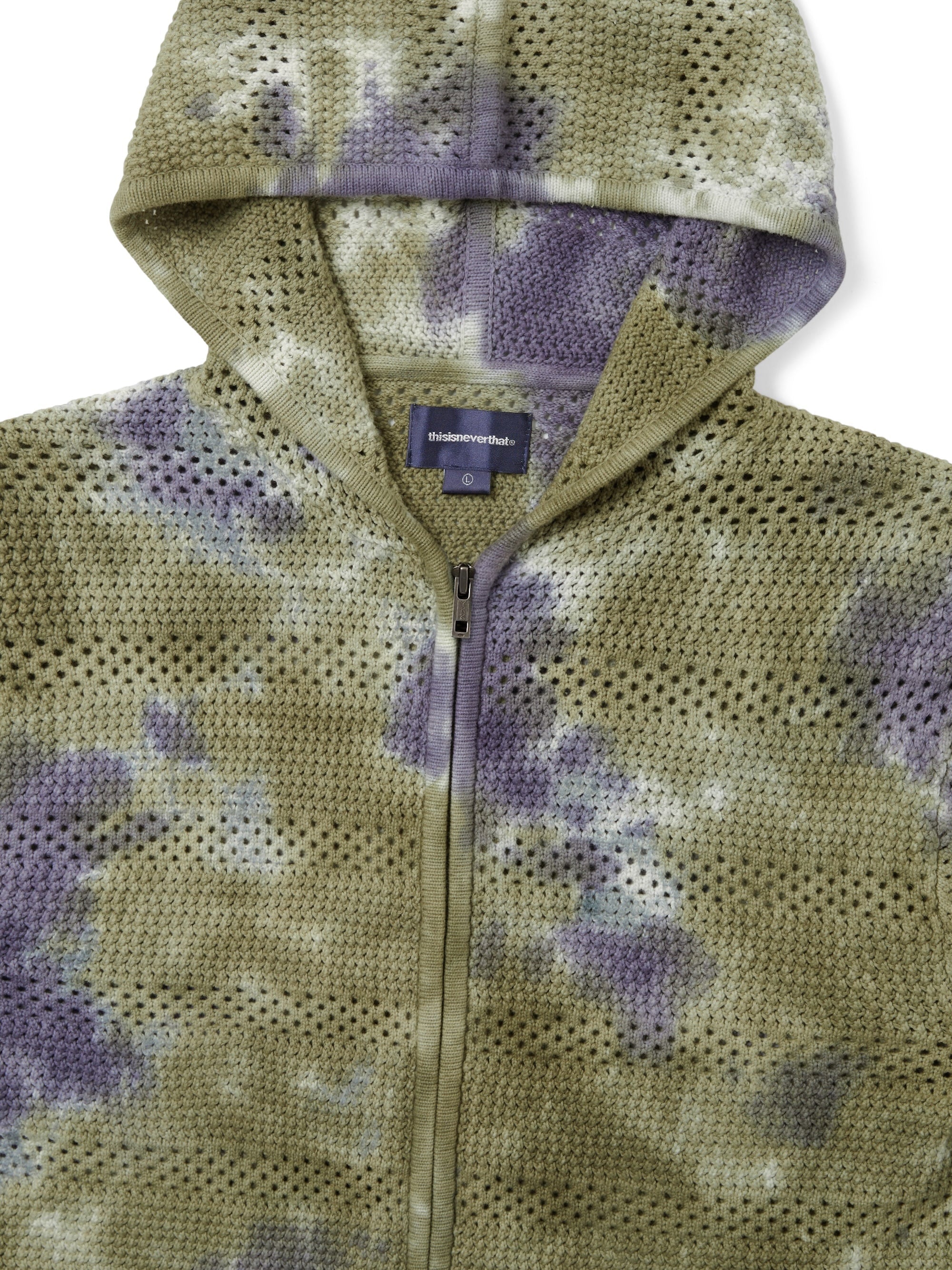 thisisneverthat - Crochet Knit Zip Hoodie (Olive Green) product image 2 | TRAB K-Fashion Australia
