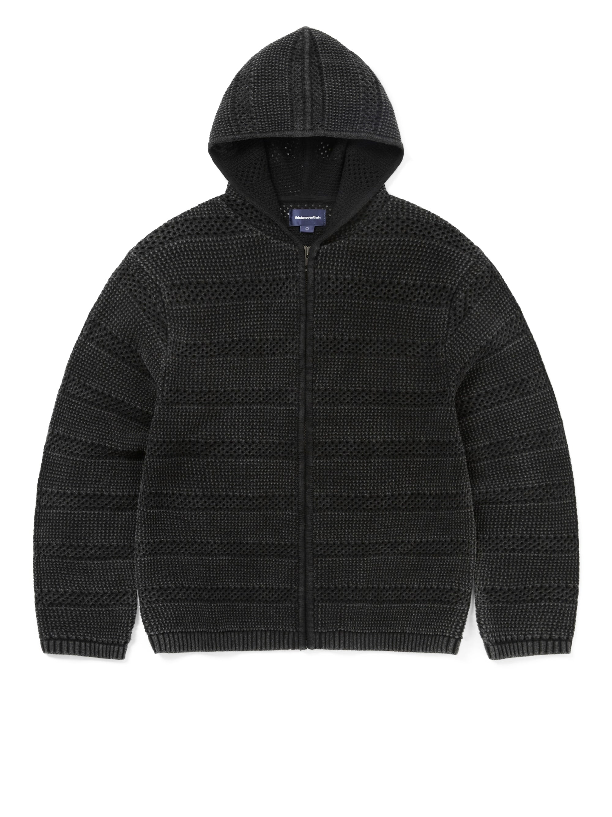 thisisneverthat - Crochet Knit Zip Hoodie (Washed Black) product image 1 | TRAB K-Fashion Australia