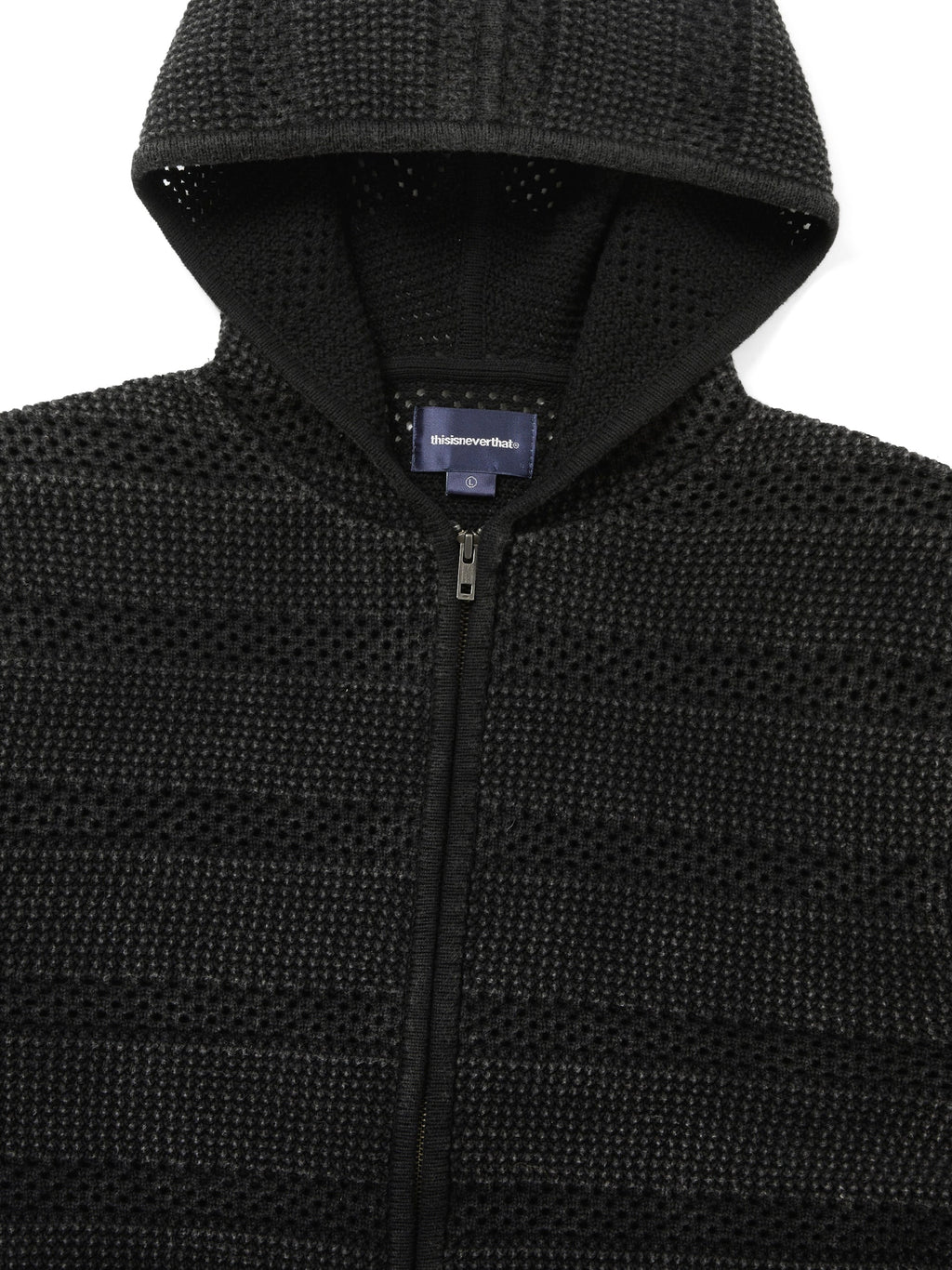 thisisneverthat - Crochet Knit Zip Hoodie (Olive Black) product image 2 | TRAB K-Fashion Australia