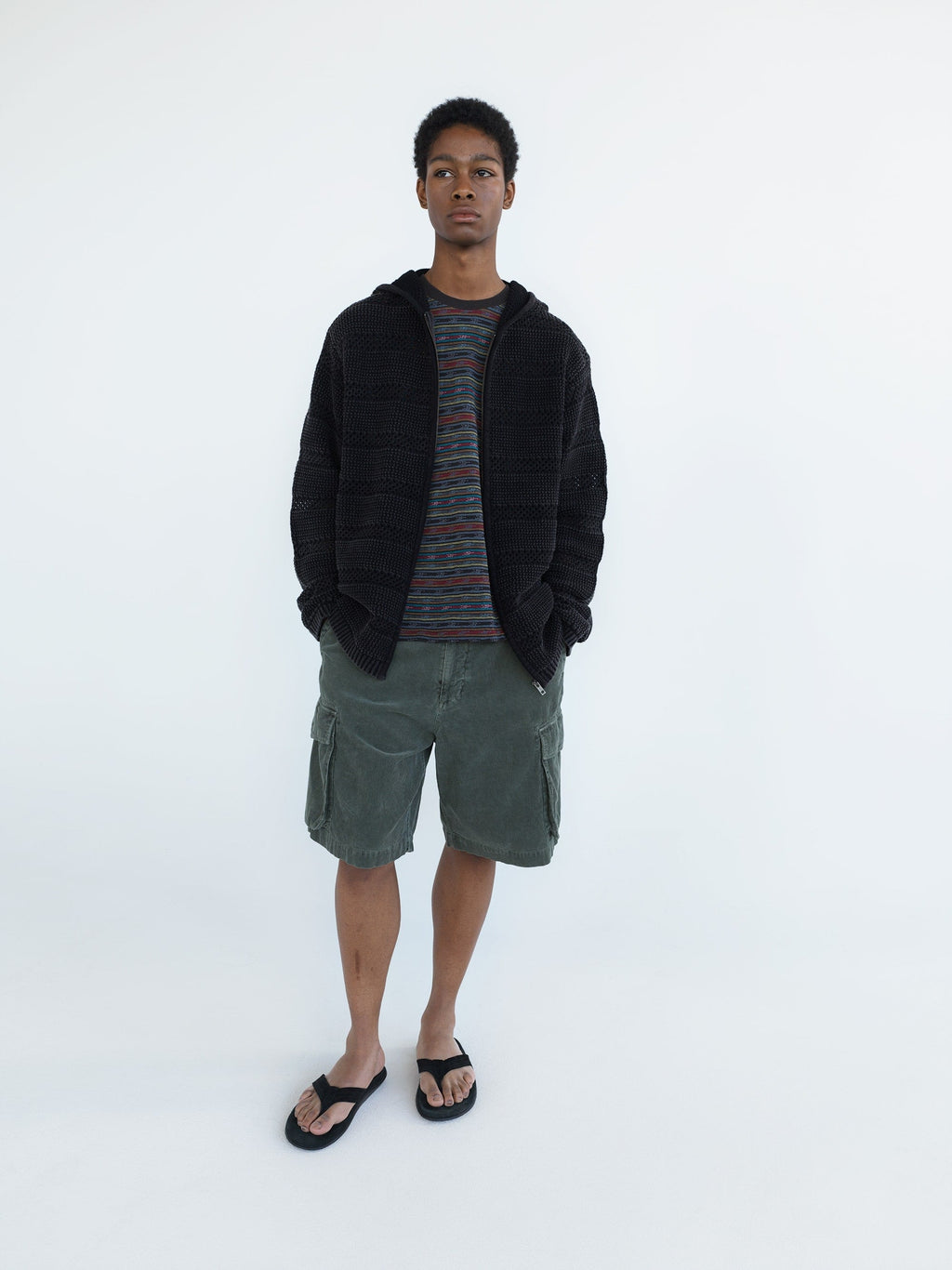 thisisneverthat - Crochet Knit Zip Hoodie (Olive Black) product image 4 | TRAB K-Fashion Australia