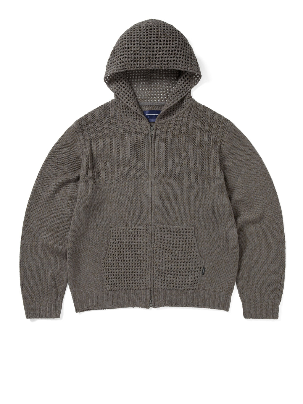 thisisneverthat - Crochet Knit Zip Up Hoodie (Grey) product image 1 | TRAB K-Fashion Australia