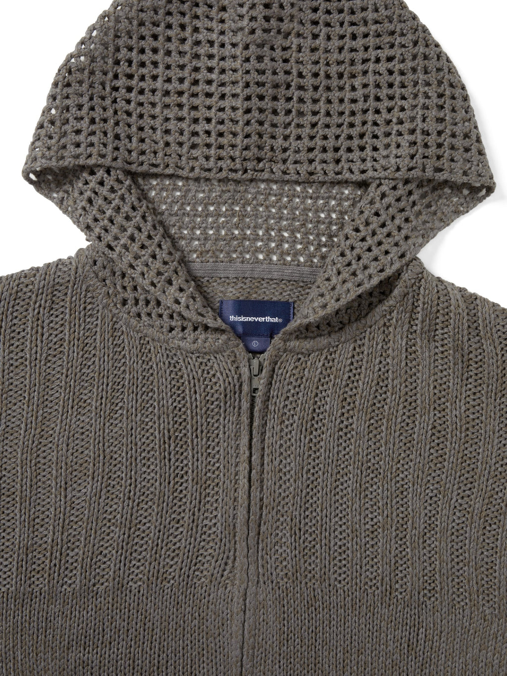 thisisneverthat - Crochet Knit Zip Up Hoodie (Grey) product image 2 | TRAB K-Fashion Australia