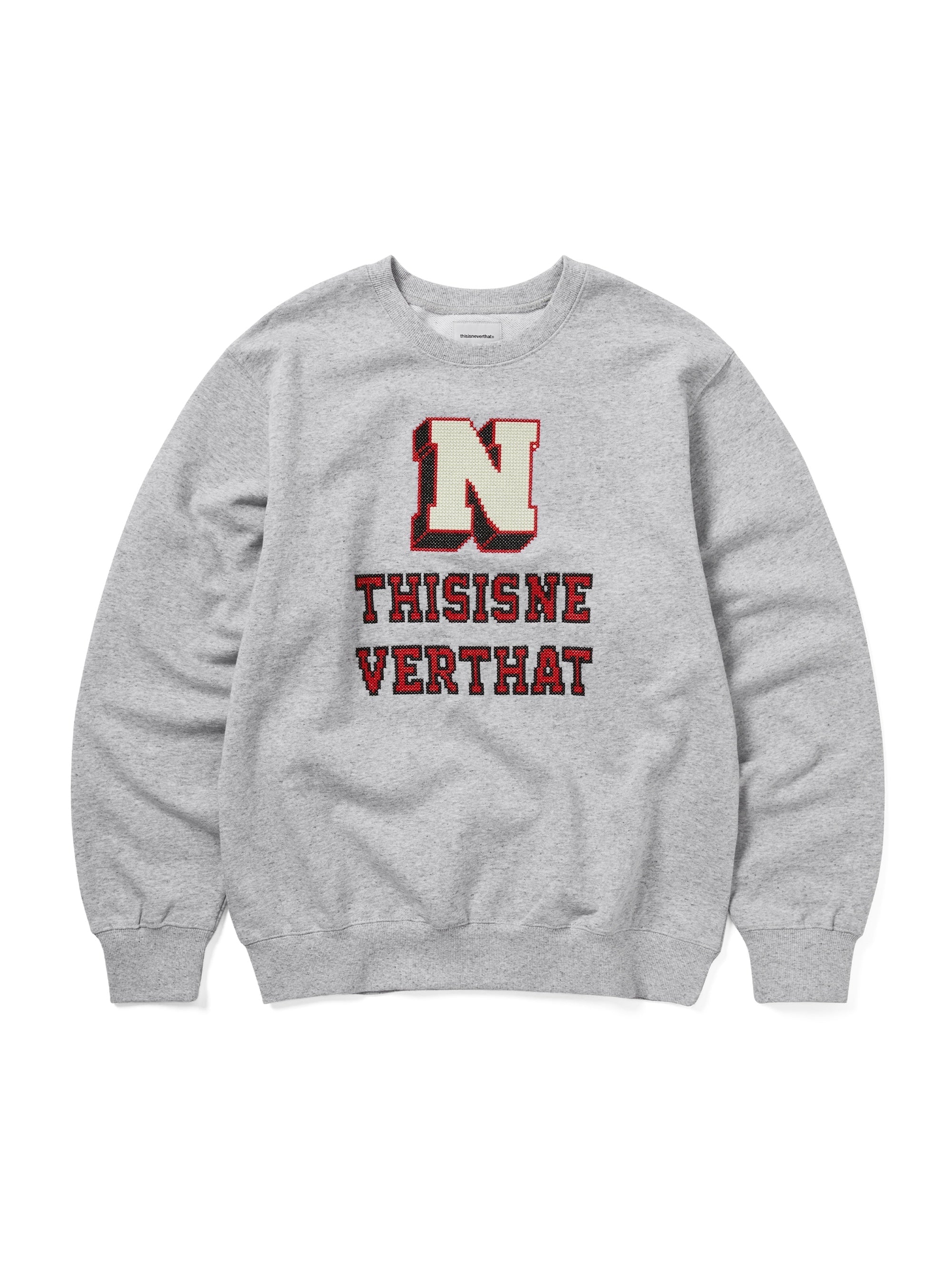 thisisneverthat - Cross Stitched Crewneck (Heather Grey) product image 1 | TRAB K-Fashion Australia