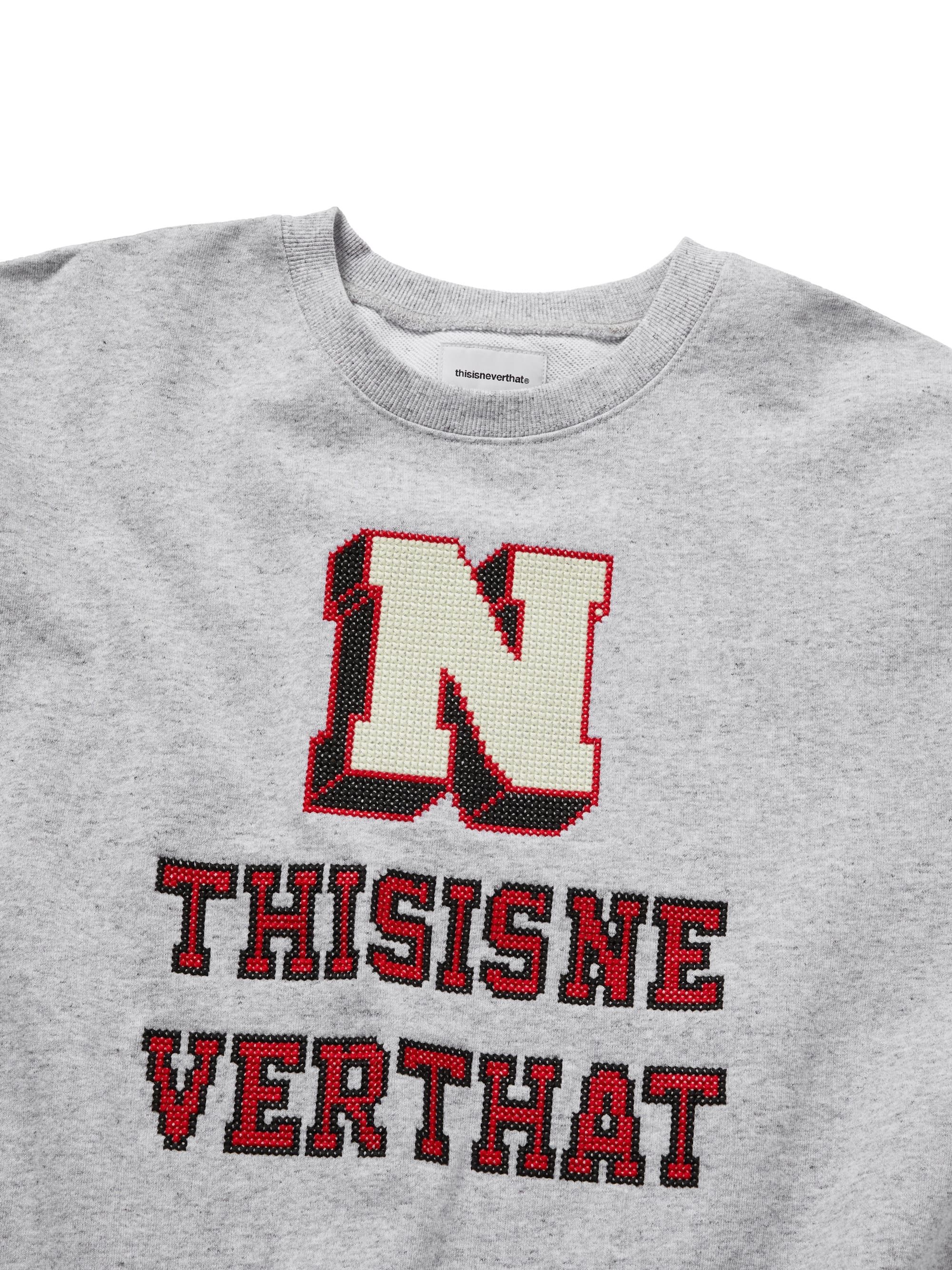 thisisneverthat - Cross Stitched Crewneck (Heather Grey) product image 2 | TRAB K-Fashion Australia