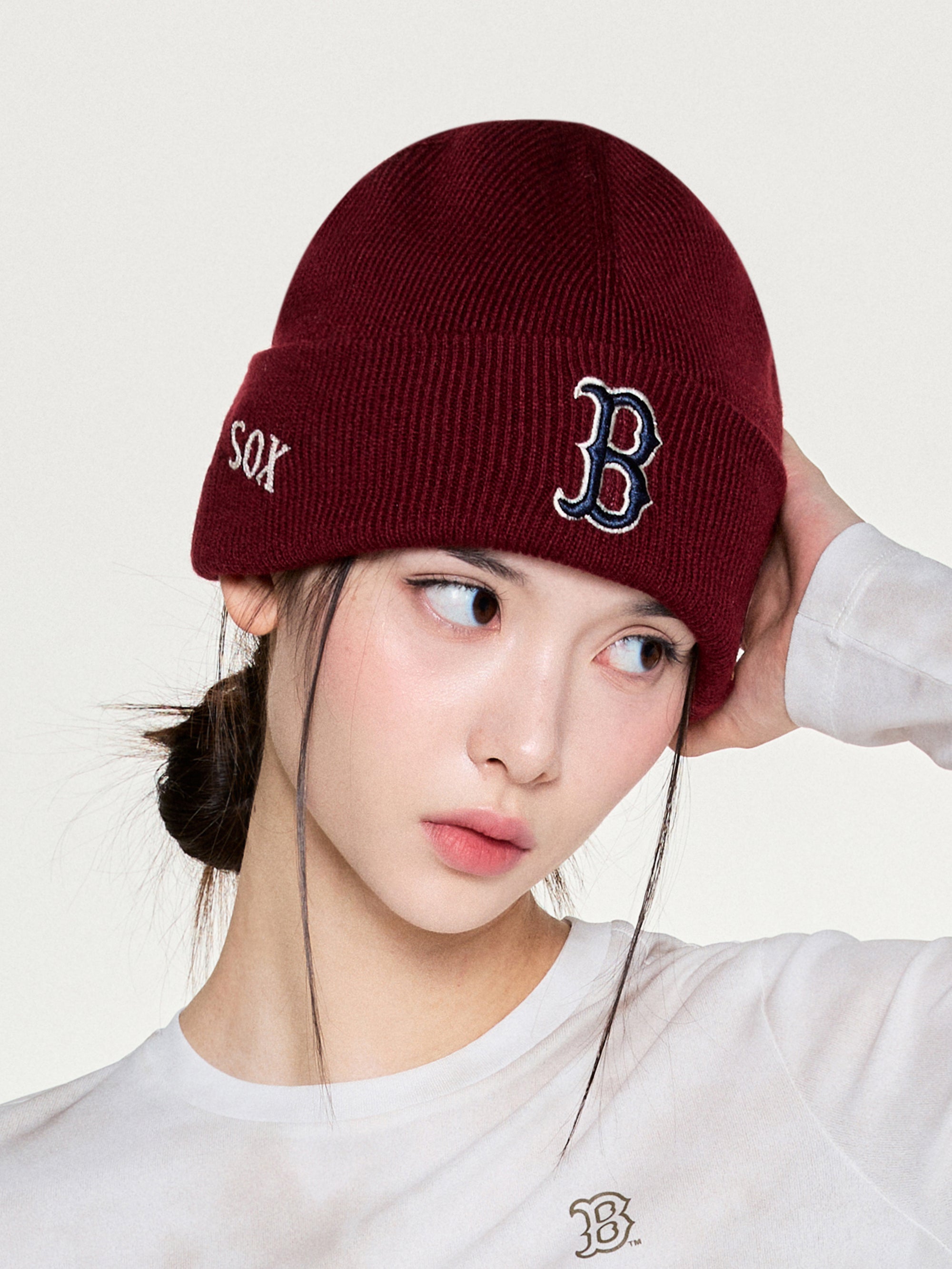 MLB Korea - MLB Patch Beanie Boston Red Sox (Wine) product image 4 | TRAB K-Fashion Australia