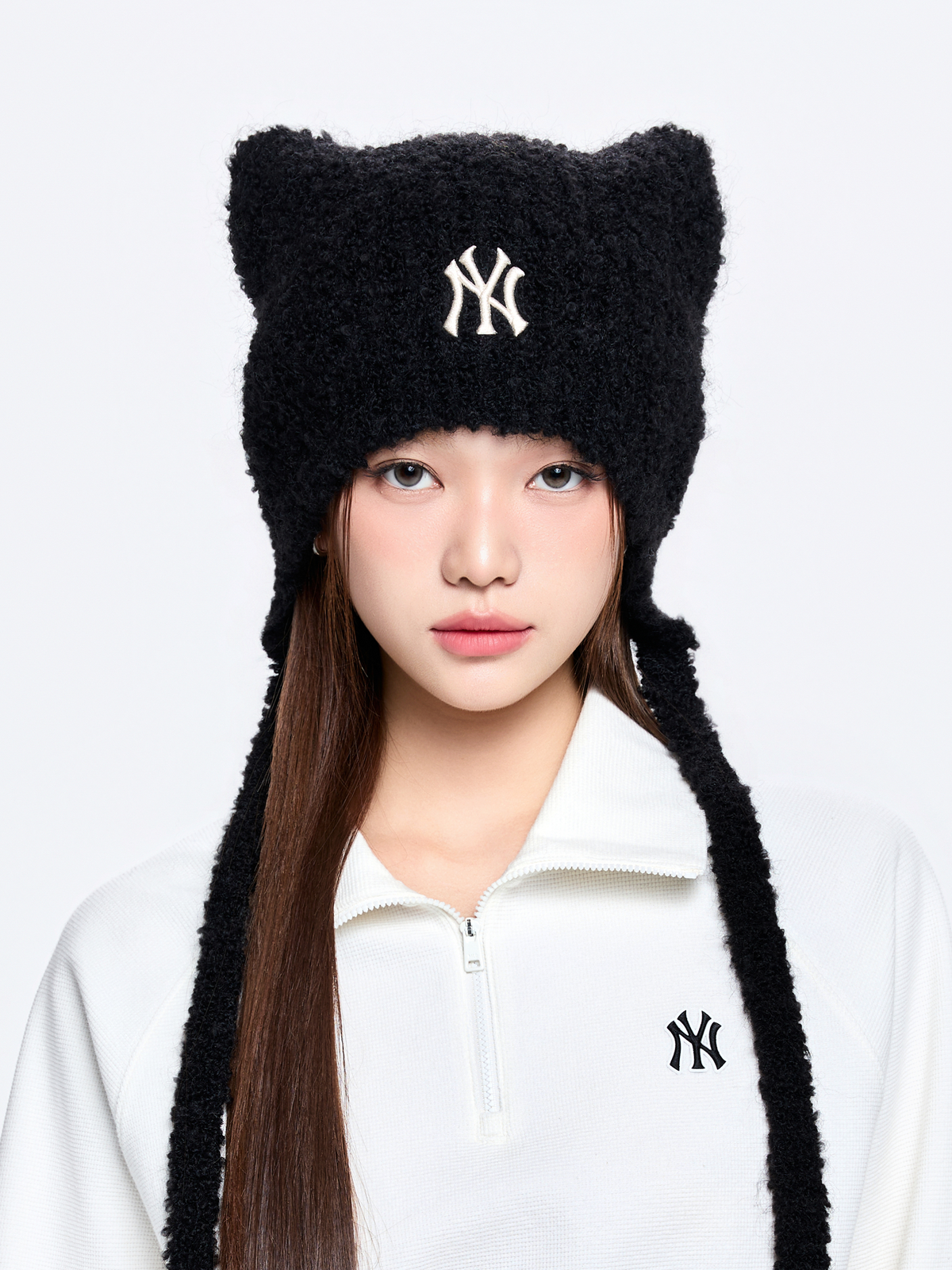 MLB Korea - MLB Meow Earflap Beanie New York Yankees (Black) product image 2 | TRAB K-Fashion Australia