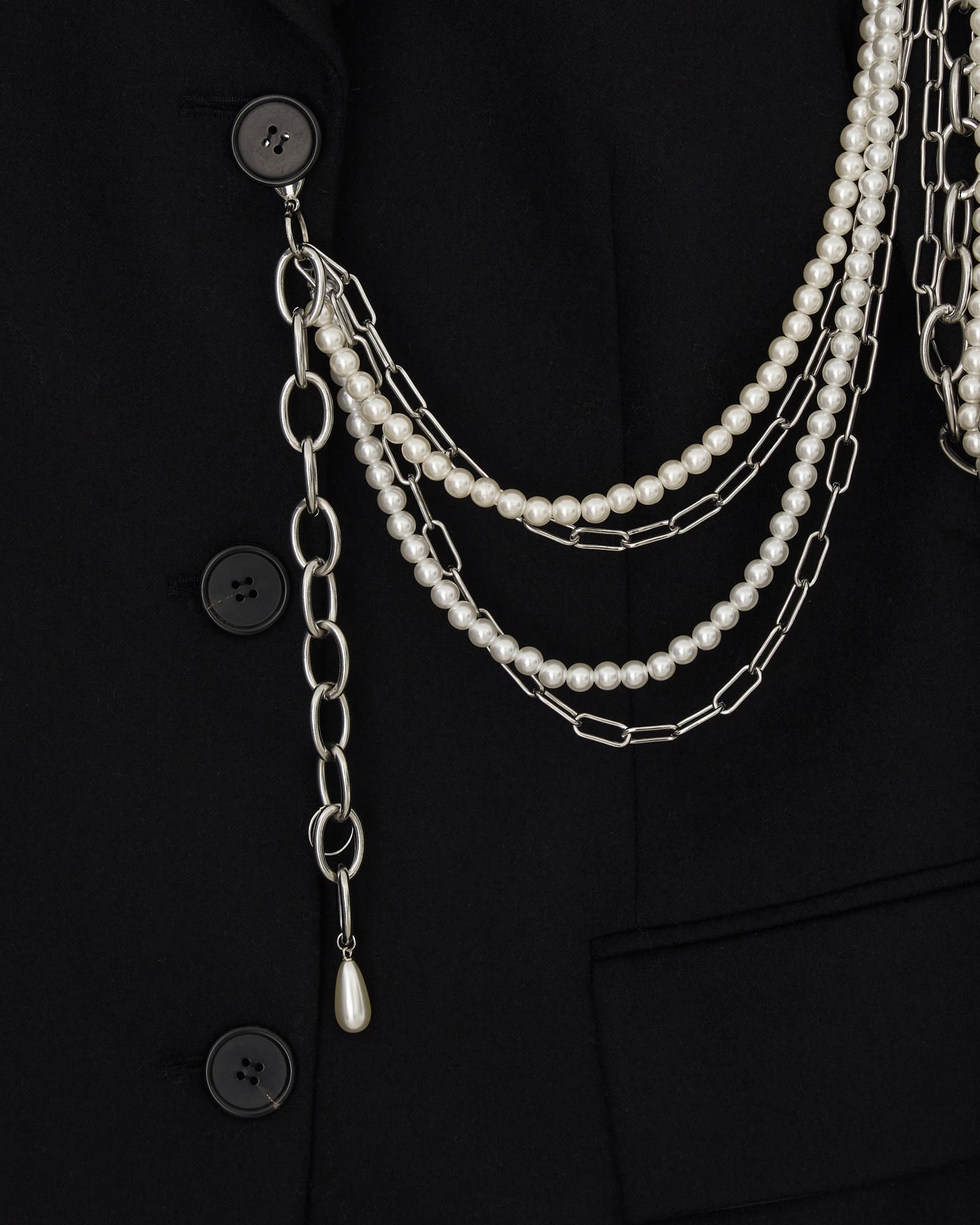 Kimhe Kim - Detachable Pearl Chain Single Jacket (Black) product image 10 | TRAB K-Fashion Australia