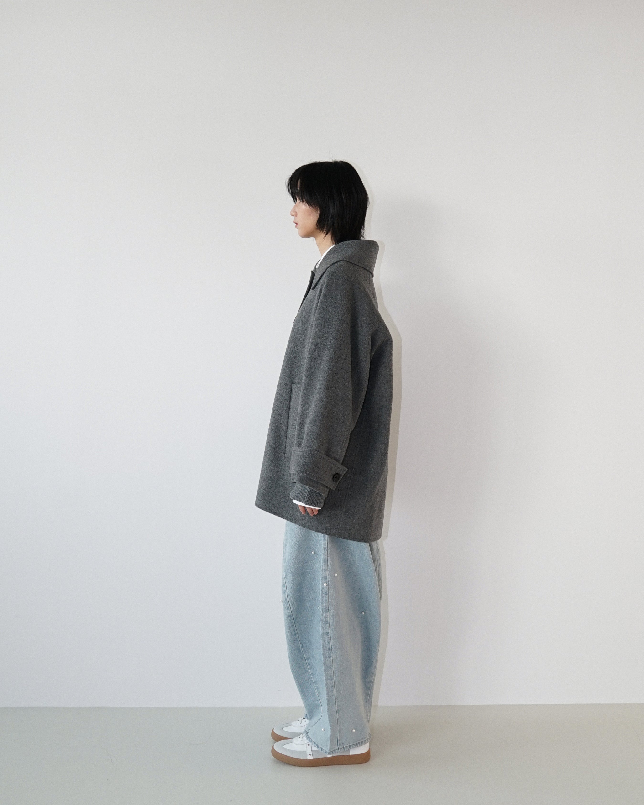 Kimhe Kim - Scarf Detail Half Coat (Charcoal) product image 6 | TRAB K-Fashion Australia