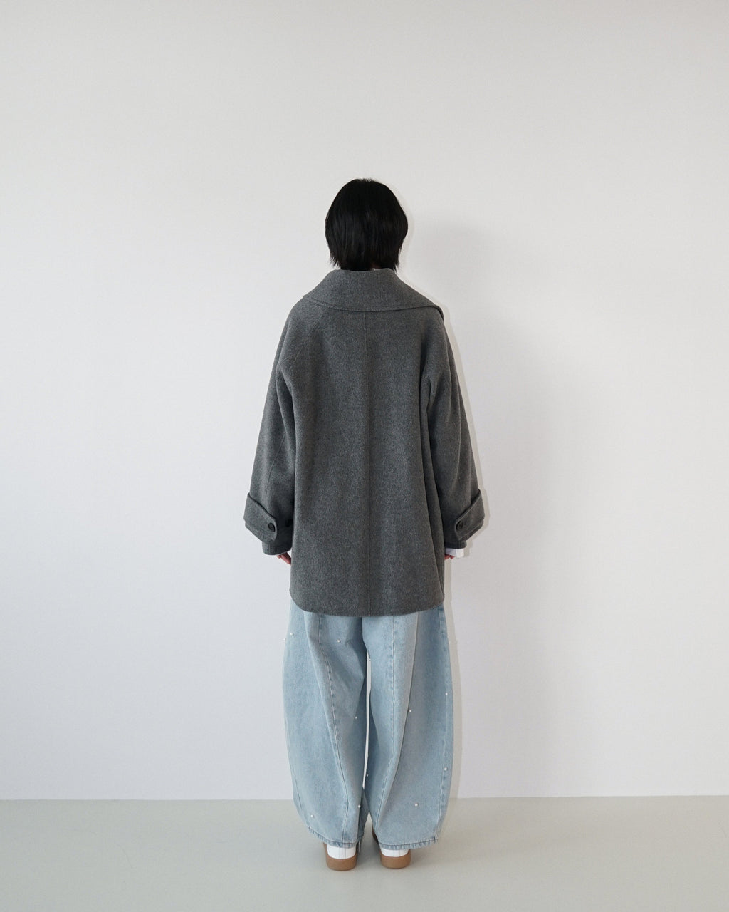 Kimhe Kim - Scarf Detail Half Coat (Charcoal) product image 7 | TRAB K-Fashion Australia